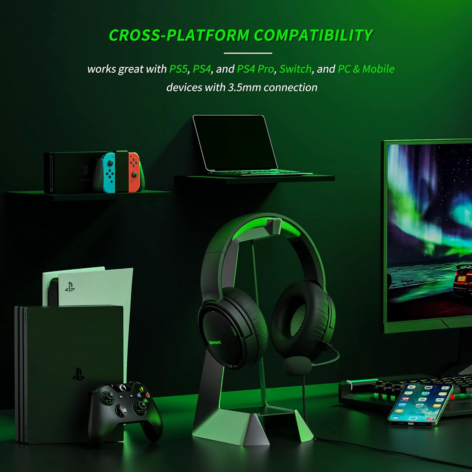 BINNUNE Gaming Headset with Mic for Xbox Series X|S Xbox One PS4 PS5 PC NS, Wired Audifonos Gamer Headphones with Microphone for Xbox 1 PS 4|5 ? ? ? ? ? - Image 5