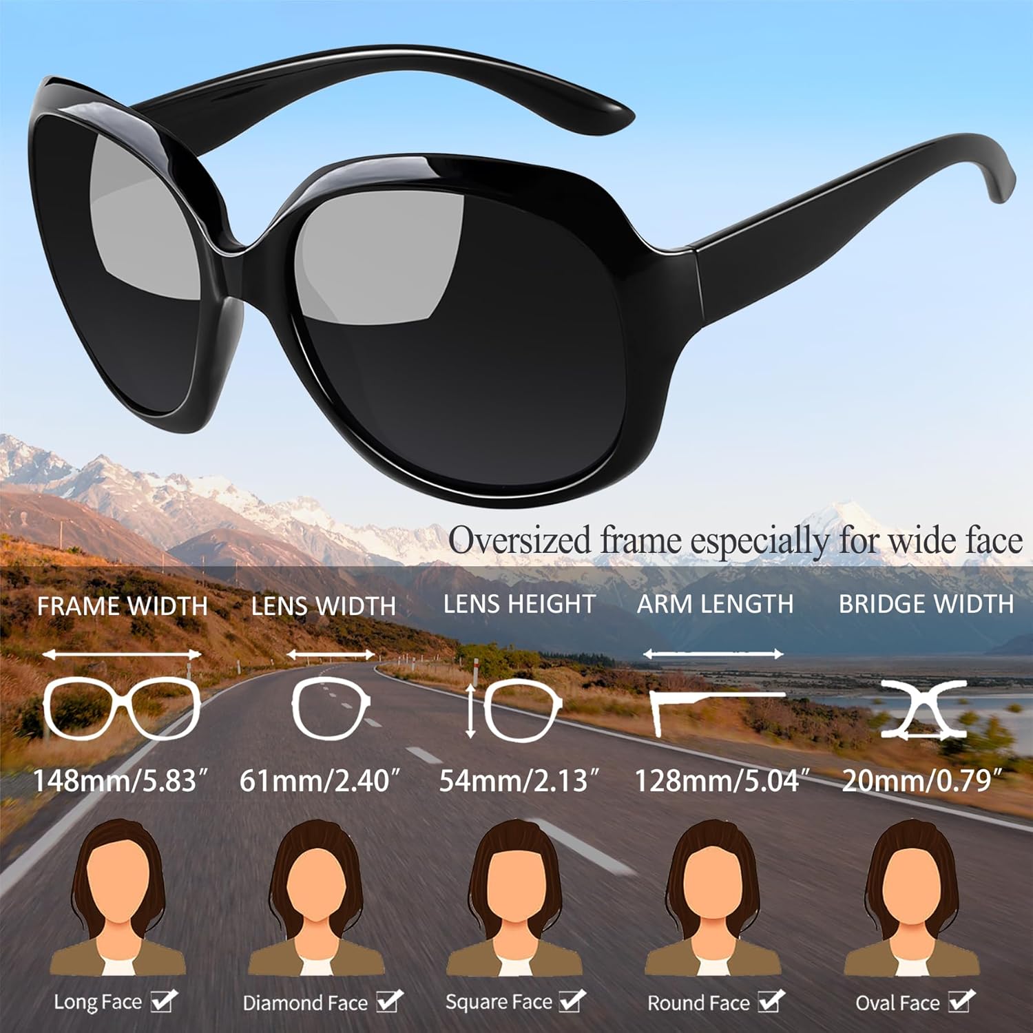 Joopin Oversized Sunglasses Womens Trendy Polarized Large Driving Sun Glasses Ladies UV Protective Big Sunnies Shades ? - Image 3