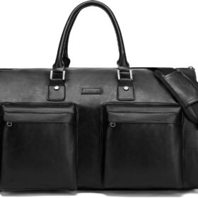 Leather Garment Bag for Travel, Modoker Carry On Suit Carrier Travel Bag with Shoulder Strap/Multiple Pockets - Ideal for Business Trips & Weekend Getaways - The Garment Duffel Bag for Traveling Men ?   ?   ?  ?   ?