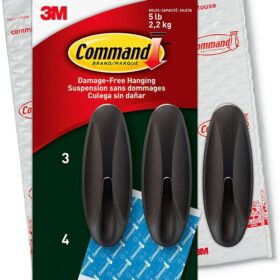 Command Outdoor Large Bronze Hooks, Holds up to 5 lb, 3 Hooks and 4 Command Strips, Damage Free Hanging Wall Hooks for Hanging Outdoor Wall Decor with Weather Resistant Strips
