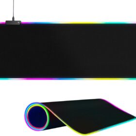 Large RGB Gaming Mouse Pad -15 Light Modes Touch Control Extended Soft Computer Keyboard Mat Non-Slip Rubber Base for Gamer Esports Pros 31.5X11.8 in                 