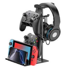 KDD Headphone Stand, Controller Holder & Headset Holder for Desk, Earphone Stand with Aluminum Supporting Bar, Universal Storage Organizer Headphones/Controller/Switch/Mobile Phone ?   ?   ?  ?   ?