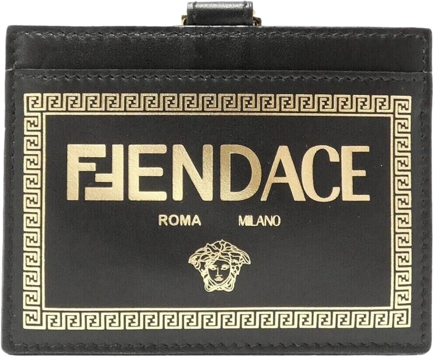 FENDI Fendace Black Leather Card Case Wallet Lanyard ? ? ? ? ? - Image 2