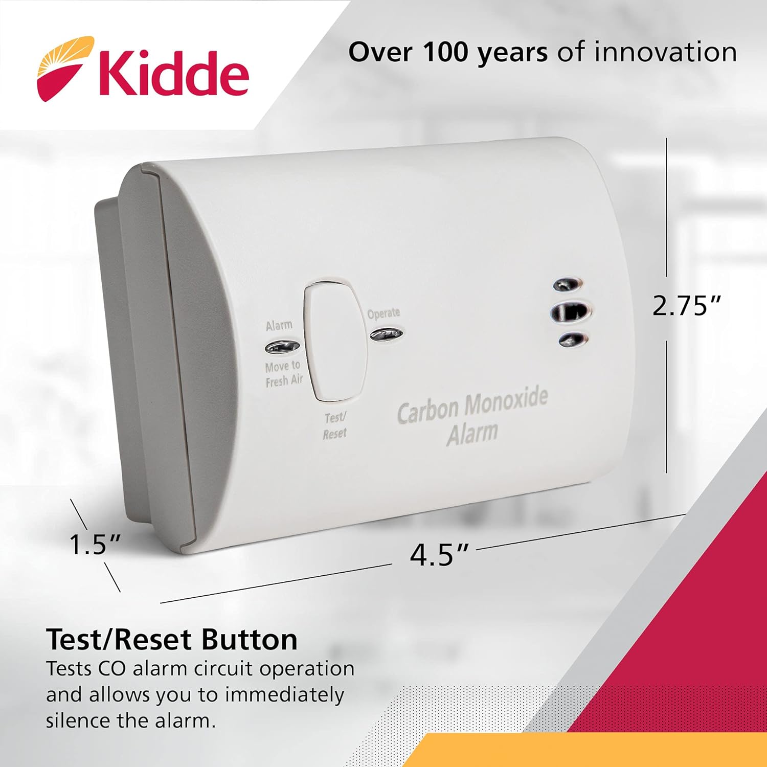 Kidde Carbon Monoxide Detector, Battery Powered CO Alarm with LEDs, Test-Reset Button, Low Battery Indicator, Portable ? ? ? ? ? - Image 3