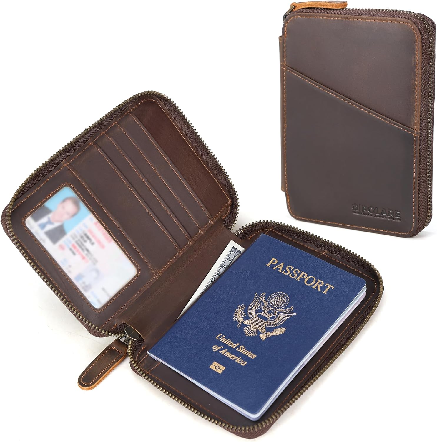 Polare Full Grain Leather Travel Passport Wallet RFID Blocking Passport Holder Soft Bifold Cover Case with YKK Zipper ? ? ? ? ? - Image 2