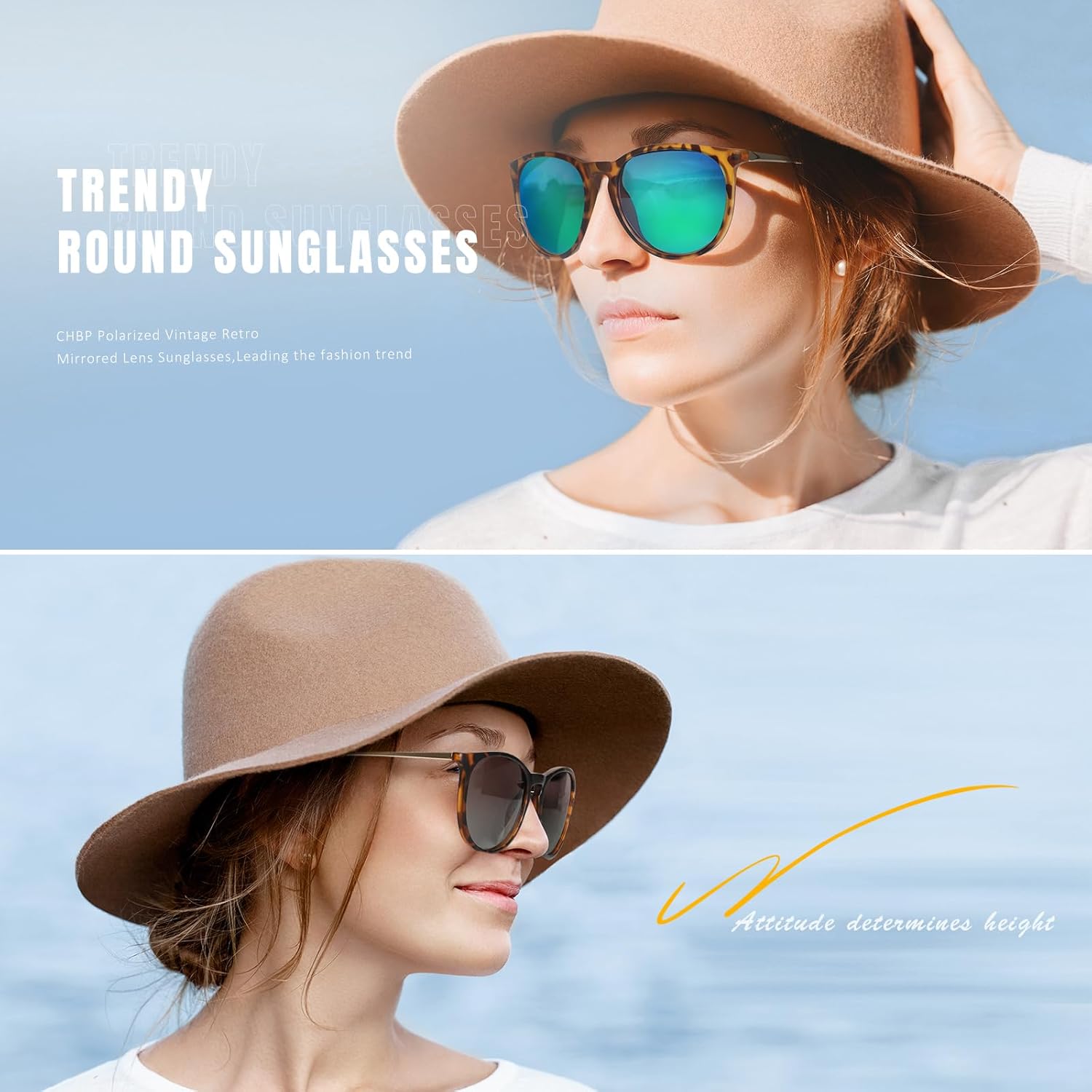 CHBP Sunglasses Womens Men Polarized UV Protection Trendy Vintage Retro Round Mirrored Lens Sunglasses For Women ? - Image 6