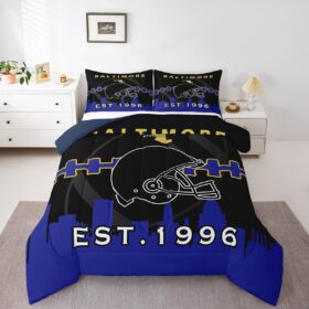 Erosebridal Football Bedding Set Twin Size for Kids,Boy Football Fans Comforter for Adult,Sports Themed Comforter Sets,Ball Game Duvet Insert with 1 Pillowcase Lightweight Warm(Baltimore)                 