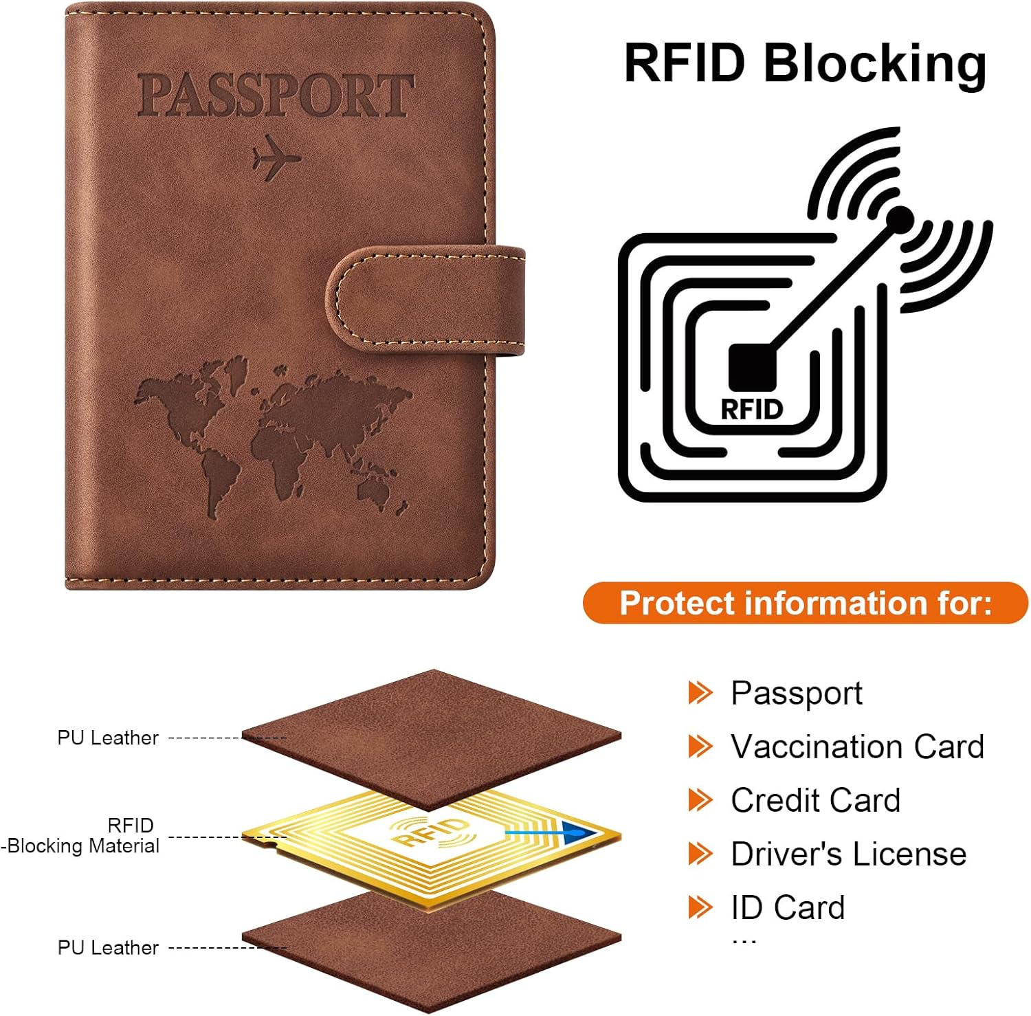 Eoehro Passport Holder for Travel Essentials, Passport Wallet Cover Case for Travel Must Haves Accessories,Passport Book Holders for Women and Men(brown) ? ? ? ? ? - Image 4