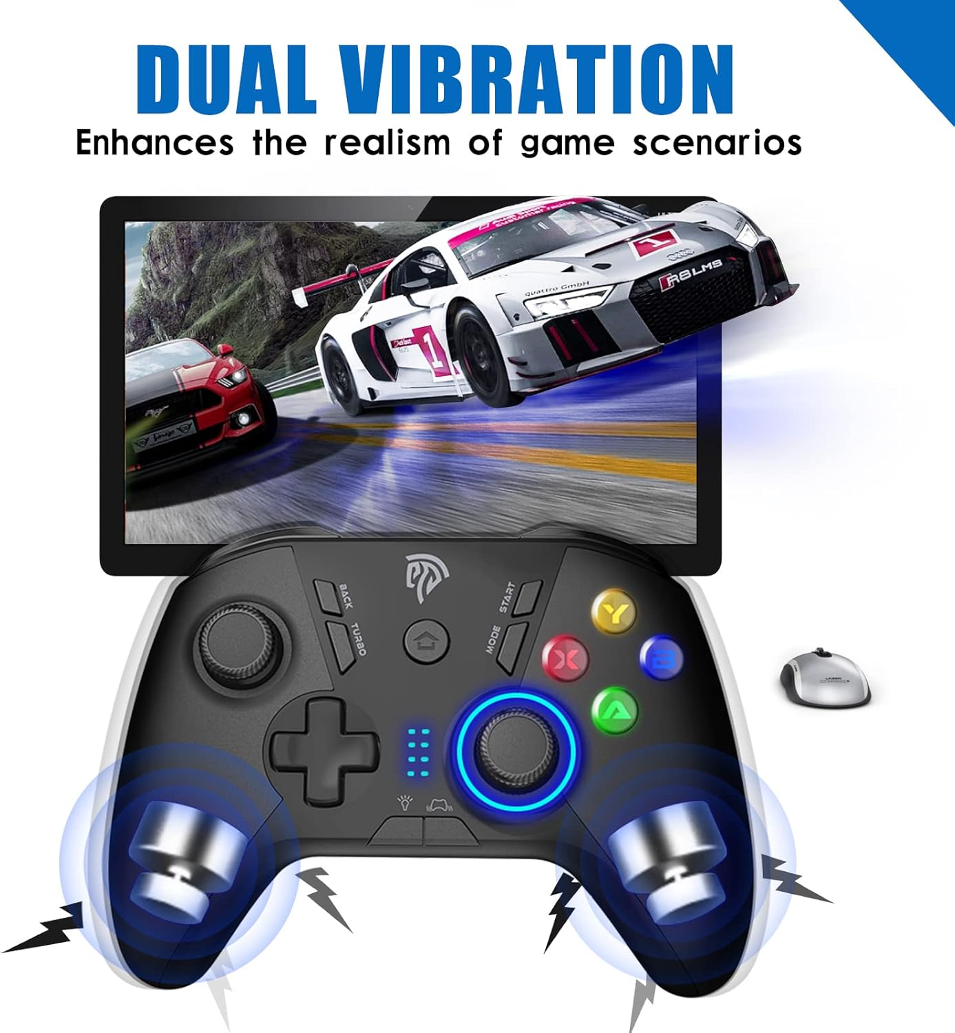 EasySMX Wireless Gaming Controller for Windows PC/Steam Deck/PS3/Android TV BOX, Dual Vibrate Plug and Play Gamepad Joystick with 4 Customized Keys, Battery Up to 14 Hours, Work for Nintendo Switch - Image 4