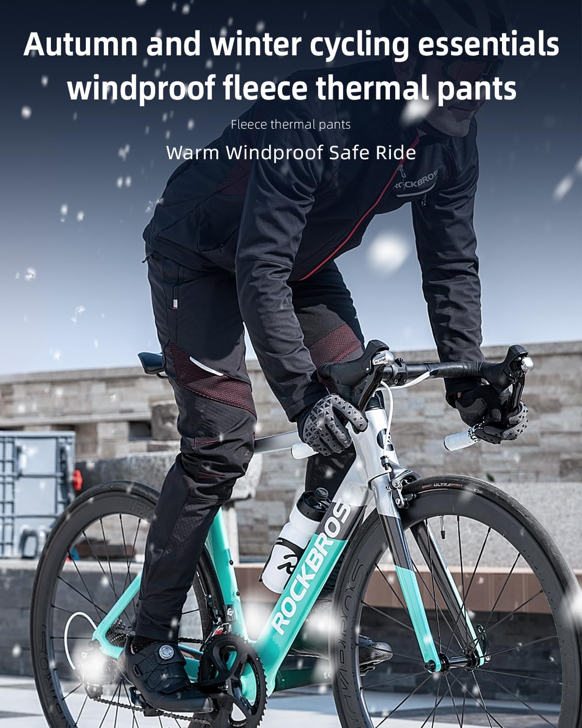 ROCKBROS Winter Cycling Pants Warm Ergonomics Men's Windproof Thermal Bicycling Pants Black ? ? ? ? ? - Image 3