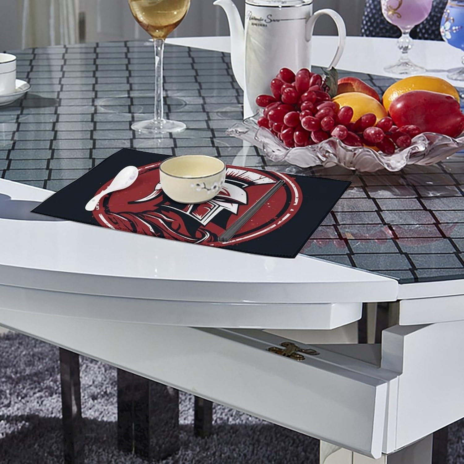 Place Mat Red Spartan Helmet Placemats Set of 6 Non-Slip Table Mats Heat Resistant Place Mats Washable Placemat for Kitchen Anti Slip Dining Table Place Mats ? ? ? ? ? - Image 4
