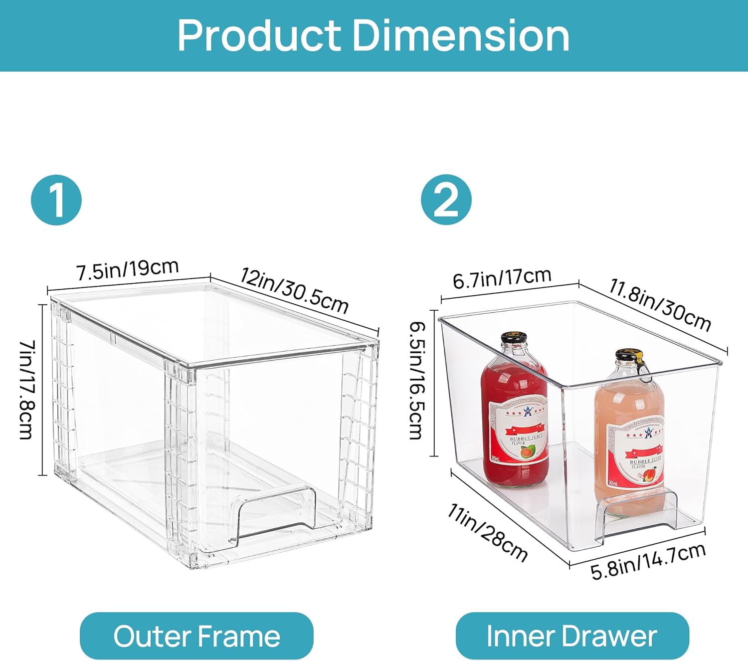 Vtopmart 4Pack Large Stackable Kitchen Pantry Storage Drawers, Clear Organizer Bins with Handles, Acrylic Drawer Organizers for Kitchen Pantry, Bathroom Undersink, Cabinet Organization and Storage ? ? ? ? ? - Image 2
