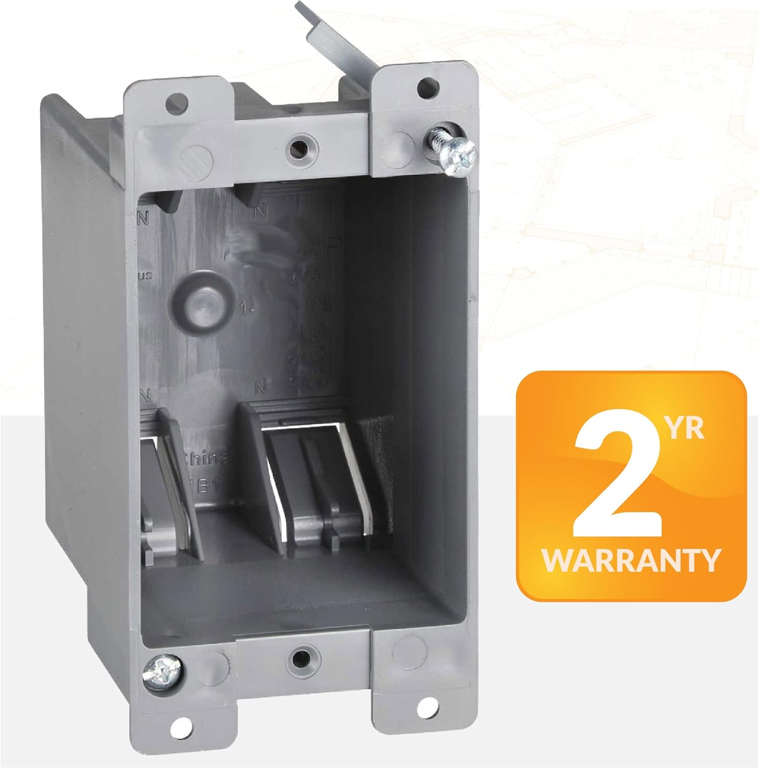 Newhouse Hardware 1-Gang PVC Old Work Electrical Outlet Box (1-pack) | 14 cu. in. Plastic Junction Box for Switches, GFCI, or Duplex Receptacle Outlet | Old Work Electrical Box for Home Improvement ? ? ? ? ? - Image 6