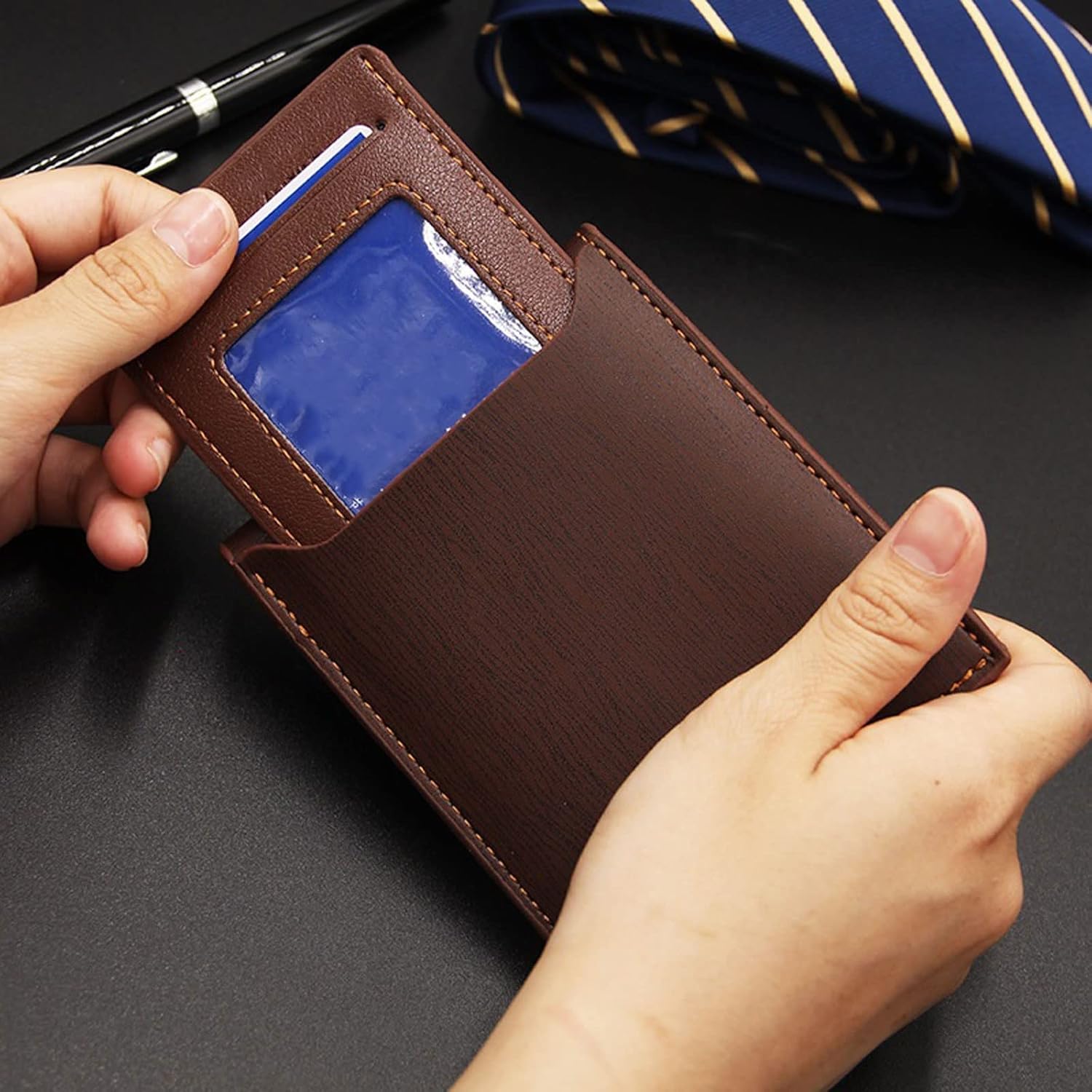 Men wallet Men's Short Wallet Multifunction Fashion Iron Credit Card Holders Pu Money Bag Vintage Men Leather Wallet Slim Male Purses(Black) ? ? ? ? ? - Image 5