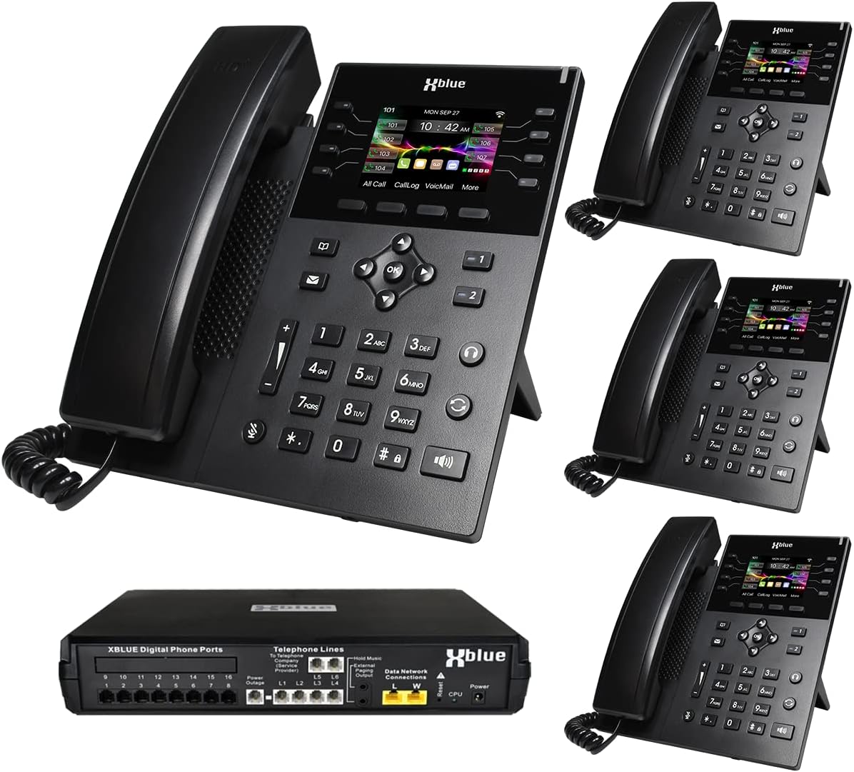 XBLUE X16 Plus VoIP System Bundle with (4) IP8g IP Phones - Including Auto Attendant, Voicemail, Remote Phone Extensions & Call Recording ? ? ? ? ?