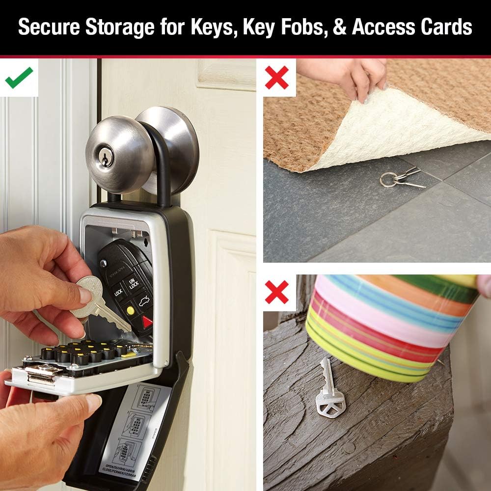 Master Lock Black Outdoor Key Lock Box with Push Buttons to Hide a Key, Easily Set, Share, and Change Combination for Tenants, Guests, Clients, Move Between Listings, 5422E - Image 4