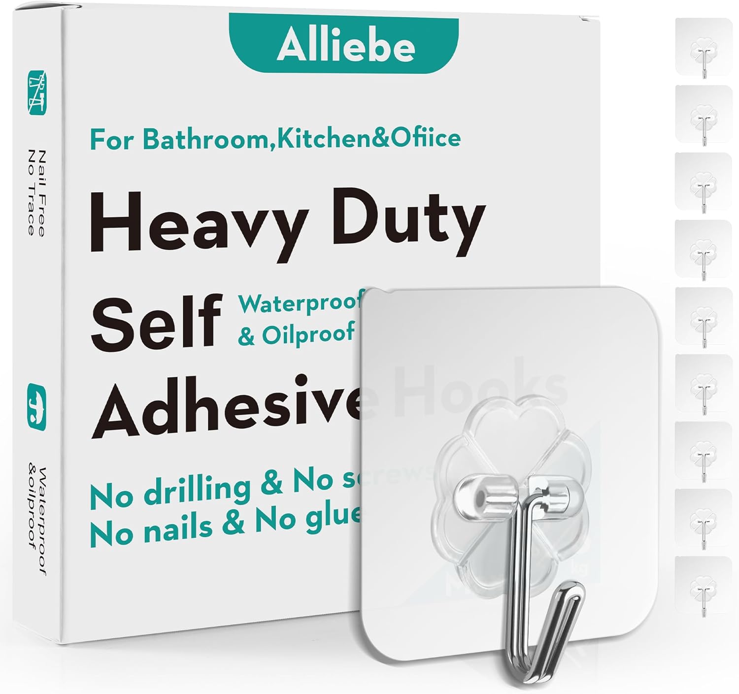 30 Pack Wall Heavy Duty 13lb(Max) Self Adhesive Hooks Waterproof Oilproof Hanging Hooks for Bathroom Shower Kitchen Office Outdoor Home Improvement Utility Hook ? ? ? ? ?
