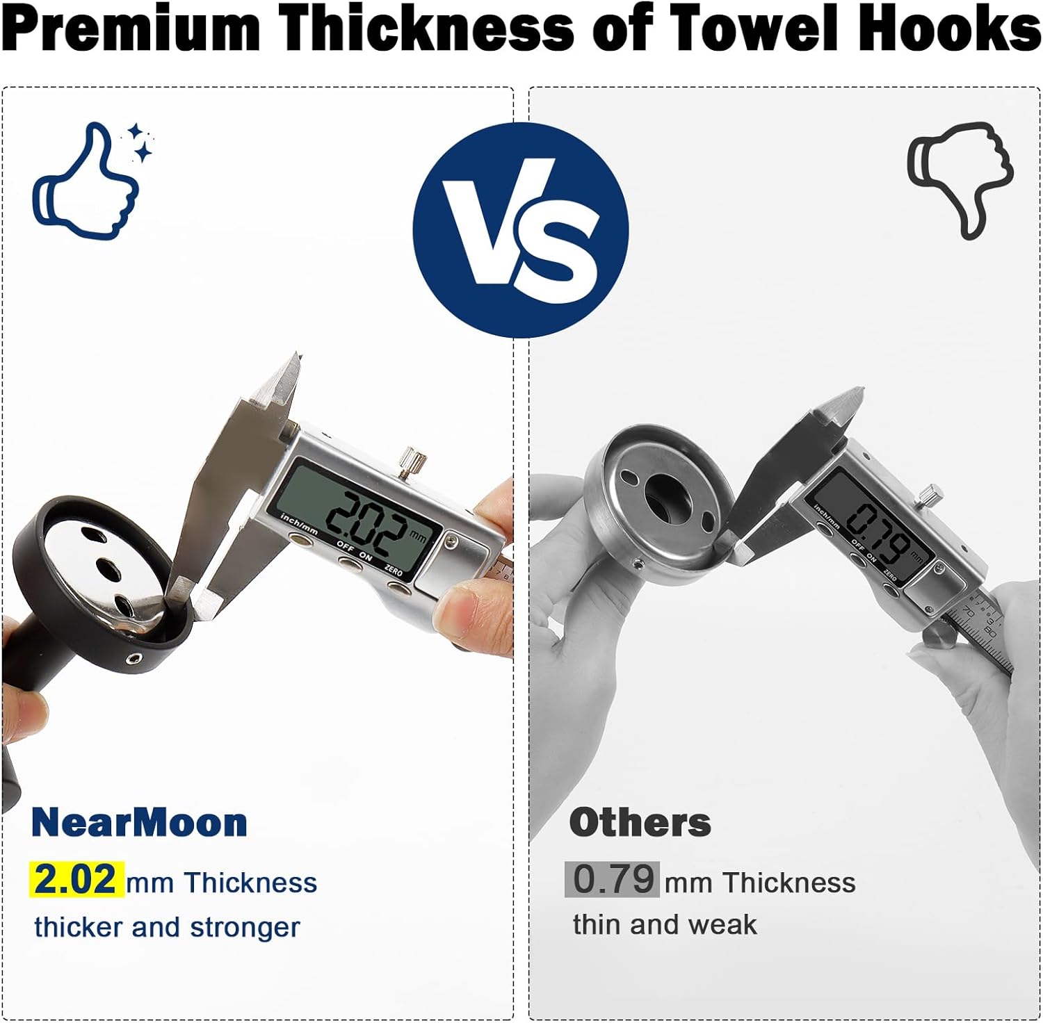 NearMoon Bath Towel Hooks- SUS 304 Stainless Steel Robe Hook Holder, Heavy Duty Coat Hook for Bathroom Livingroom Hotel Kitchen Garage, Wall Mounted- 4 Pack (Matte Black) ? ? ? ? ? - Image 4
