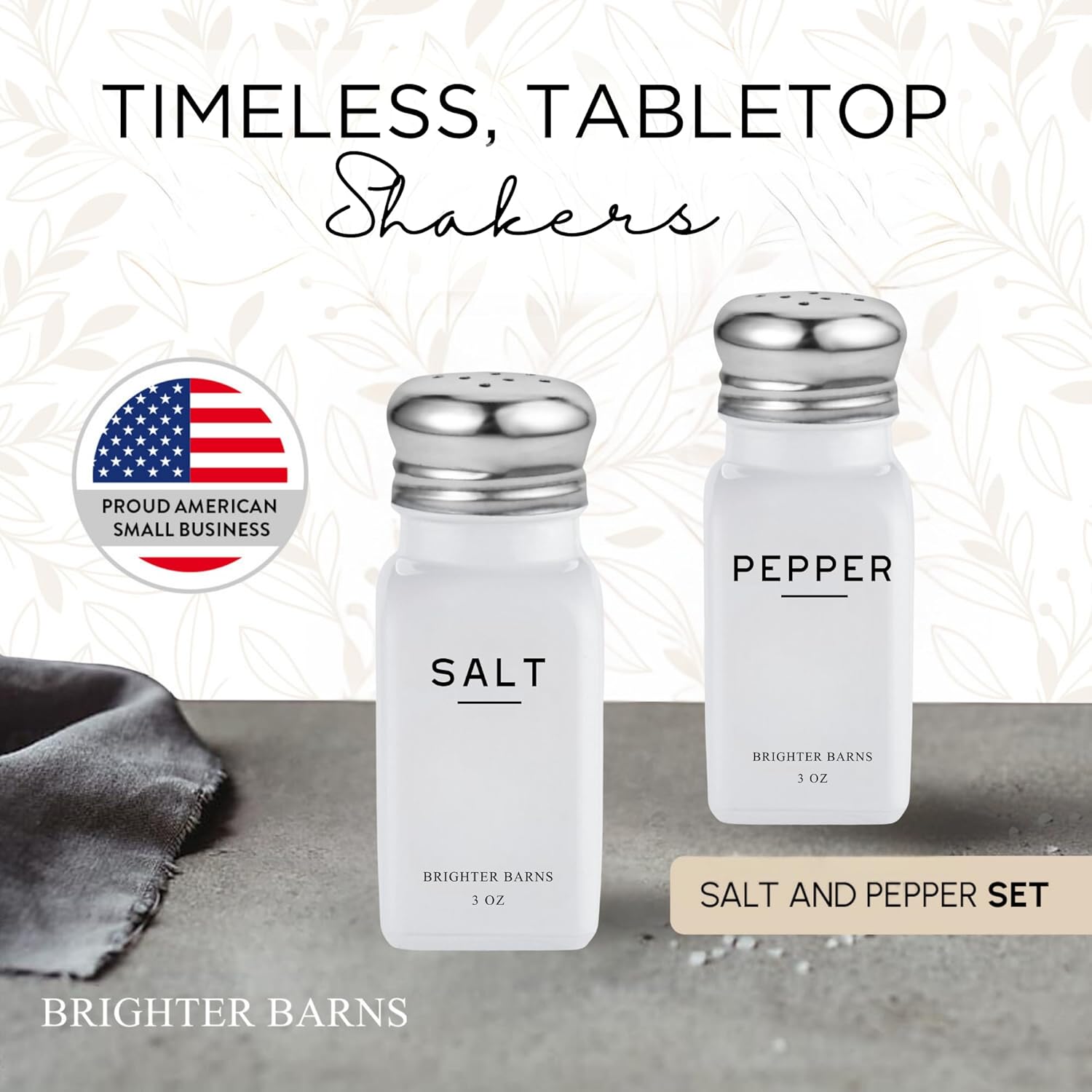 White Salt and Pepper Shakers Set by Brighter Barns - Dining Table Decor, Countertop Accessory - Neutral Minimalist Glass Salt Shaker - Modern Kitchen Accessories for Restaurant, Hotel, Airbnb (White) ? ? ? ? ? - Image 2