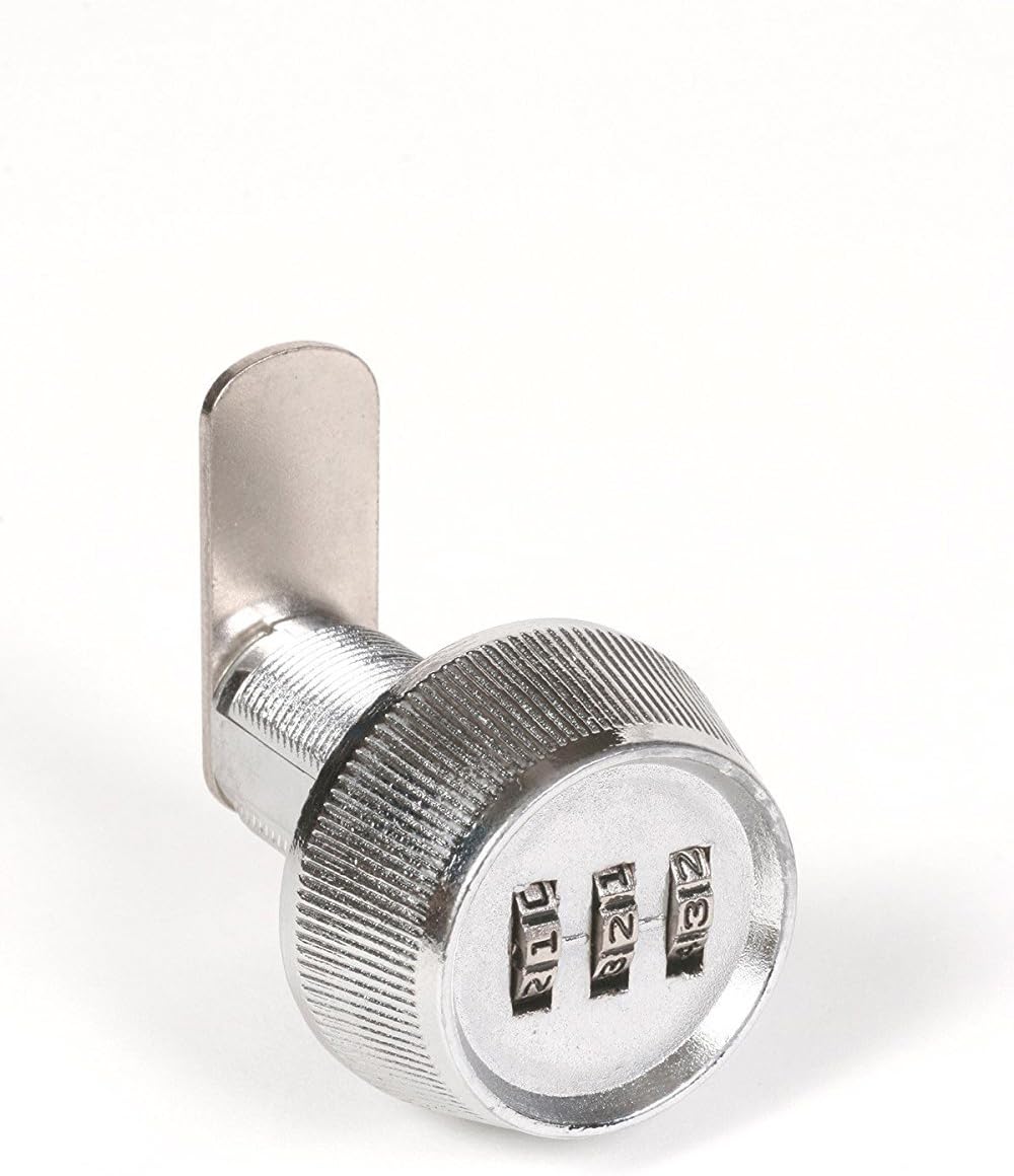 39052 3-Dial Cam Lock, 1,000 Possible Combinations, 1-Pack, 15/16 Inch Length, Chrome