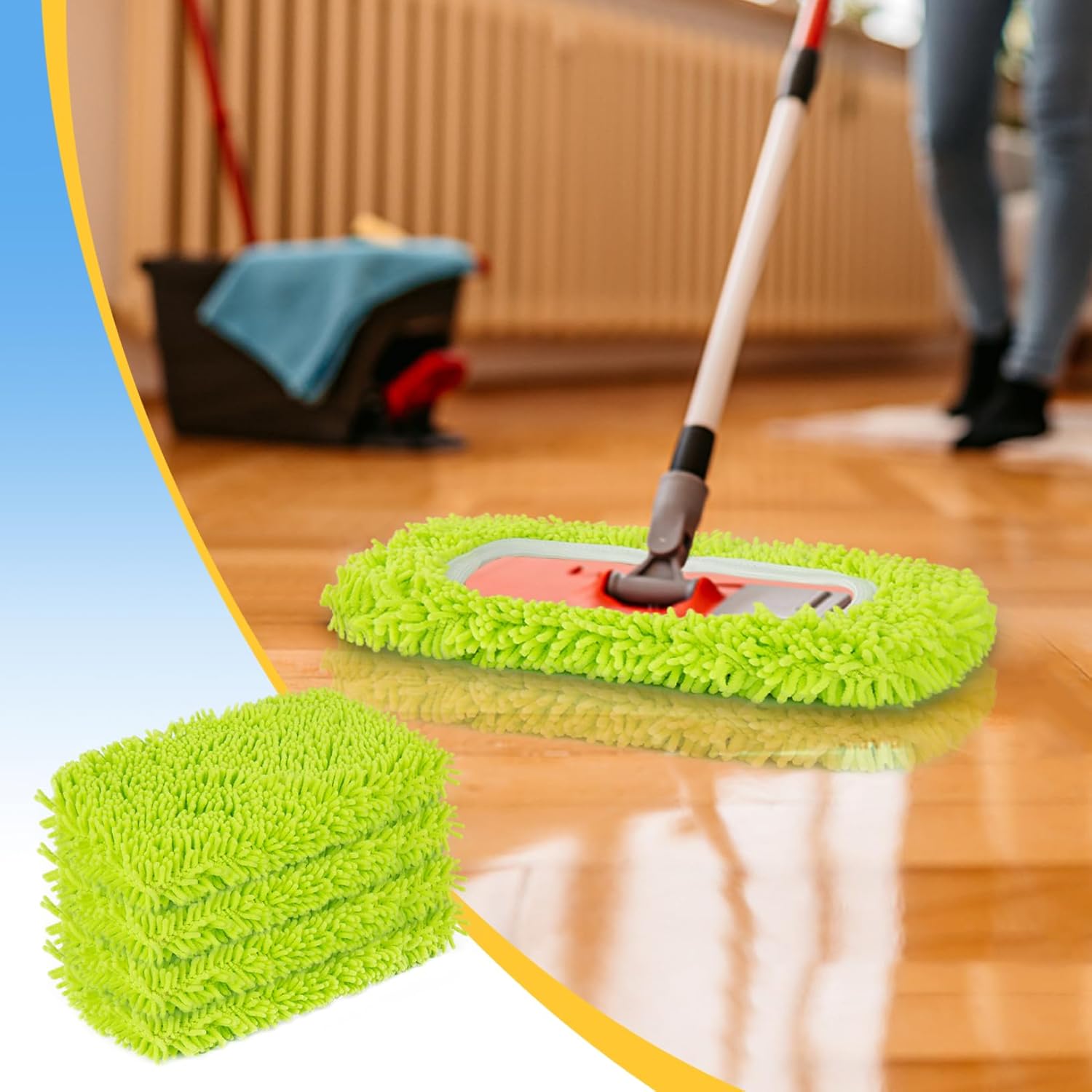 Reusable Dry Sweeping Cloths Microfiber Wet Mop Pads Compatible with Swiffer Sweeper Mop Replacement Sweeping Mopping pad Refills for Hardwood Surface Floor Cleaning (4PCS) ? ? ? ? ? - Image 3