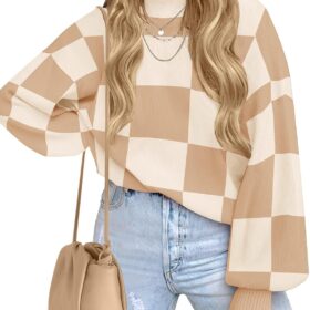 ZESICA Women's Fall Fashion Turtleneck Long Sleeve Striped Ribbed Knit Loose Pullover Sweater Tops ?   ?   ?  ?   ?