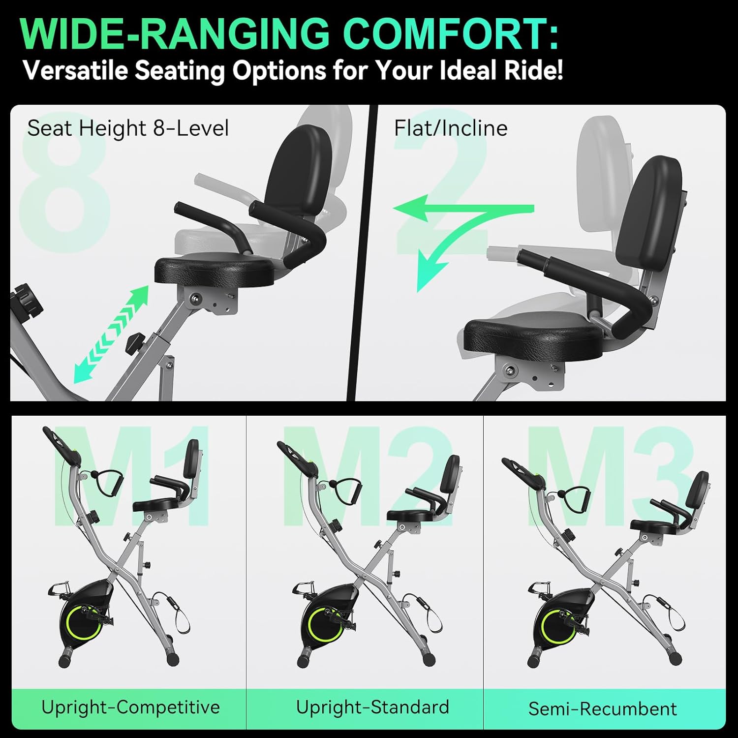 Foldable Exercise Bike Stationary Bikes for Home, 5 IN 1 Indoor Workout Bike, Cycling Bike with 16-Level Quiet Magnetic Resistance, 6.6 LBS Flywheel and 300LBS Capacity, 2024 Designed 817 X-bike ? ? ? ? ? - Image 3
