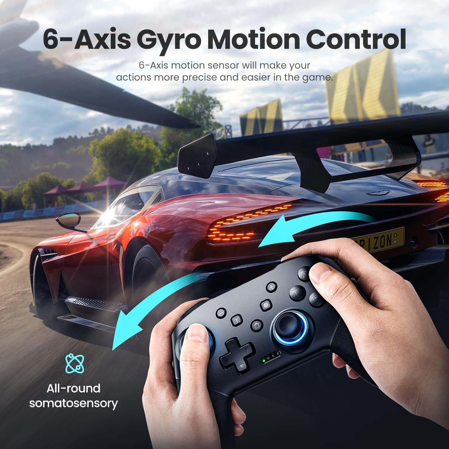 VOYEE Switch Controllers Wireless, Compatible with Switch Pro Controllers for Switch/Switch Lite/OLED/PC, One-Key Pairing Gamepad with 9-Color RGB LEDs 1000mAh Battery 6-Axis Motion Wake Up Function ? ? ? ? ? - Image 3