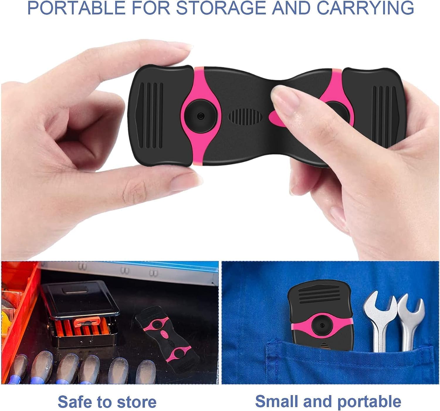 DEKEones Razor Blade Scraper, Double Edged Razorblade Scraping Tool with 10 Pcs Razor Blades, Paint Scraper for Glass, Decals, Tint, Stickers, Labels, Caulk, Adhesive(Pink) - Image 5