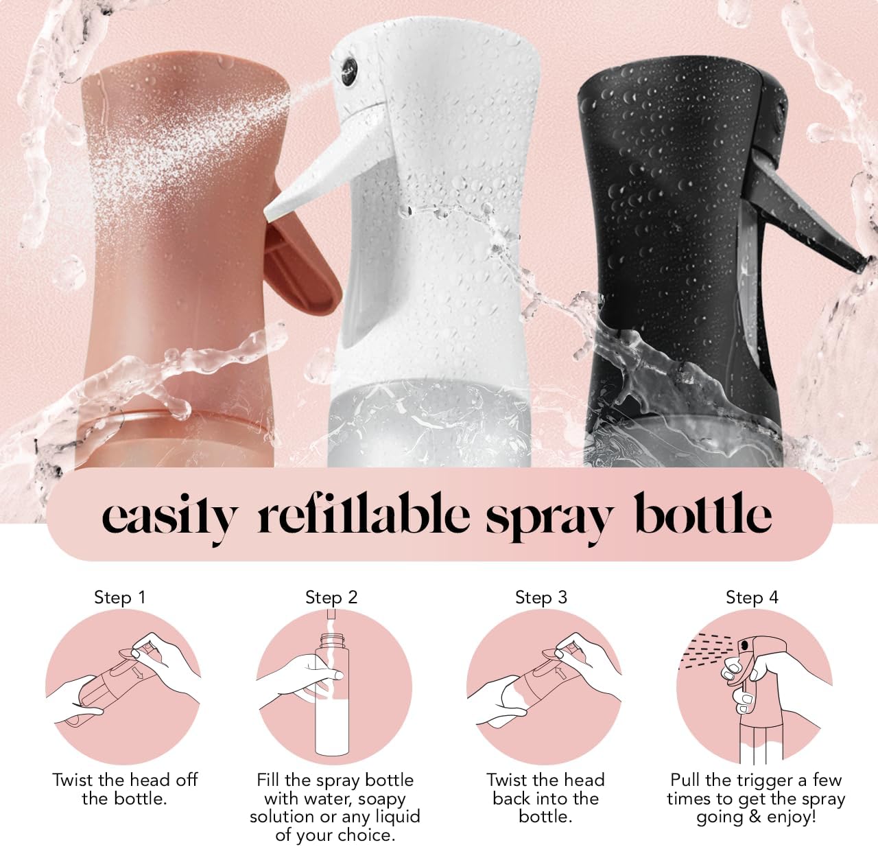 Kitsch Spray Bottle for Hair - Continuous Water Mister with Ultra Fine Mist for Hairstyling, Barbers, Salons, Cleaning, Plants, Versatile Spray Bottles - Made from Recycled Plastic - Terracotta, 5 oz ? ? ? ? ? - Image 4