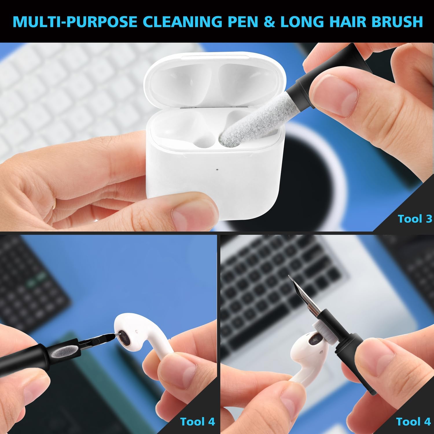 Cleaner Kit for AirPod, Multi-Tool iPhone Cleaning Kit, Cell Phone Cleaning Repair & Recovery iPhone and iPad (Type C) Charging Port, Lightning Cables, and Connectors, Easy to Store and Carry Design ? ? ? ? ? - Image 4