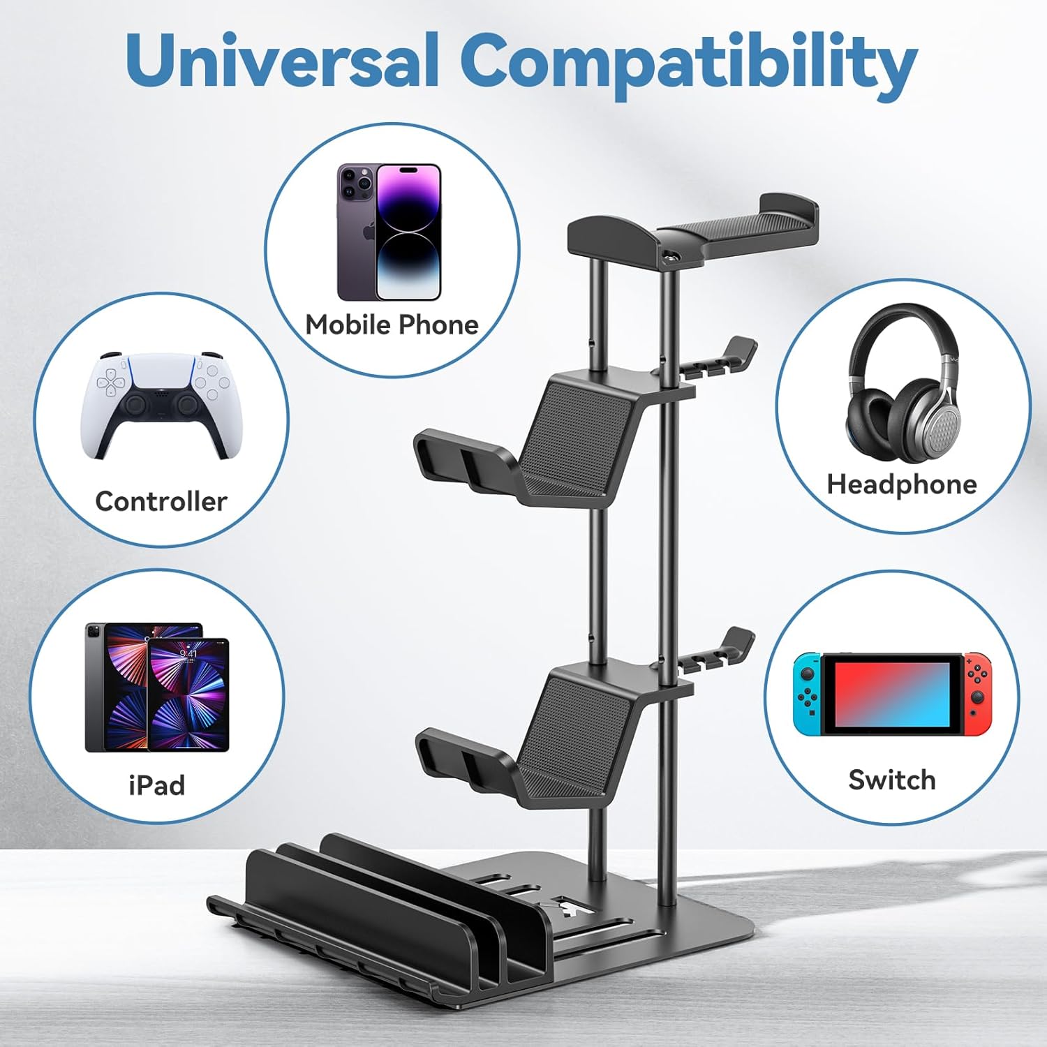 KDD Headphone Stand, Controller Holder & Headset Holder for Desk, Earphone Stand with Aluminum Supporting Bar, Universal Storage Organizer Headphones/Controller/Switch/Mobile Phone ? ? ? ? ? - Image 6