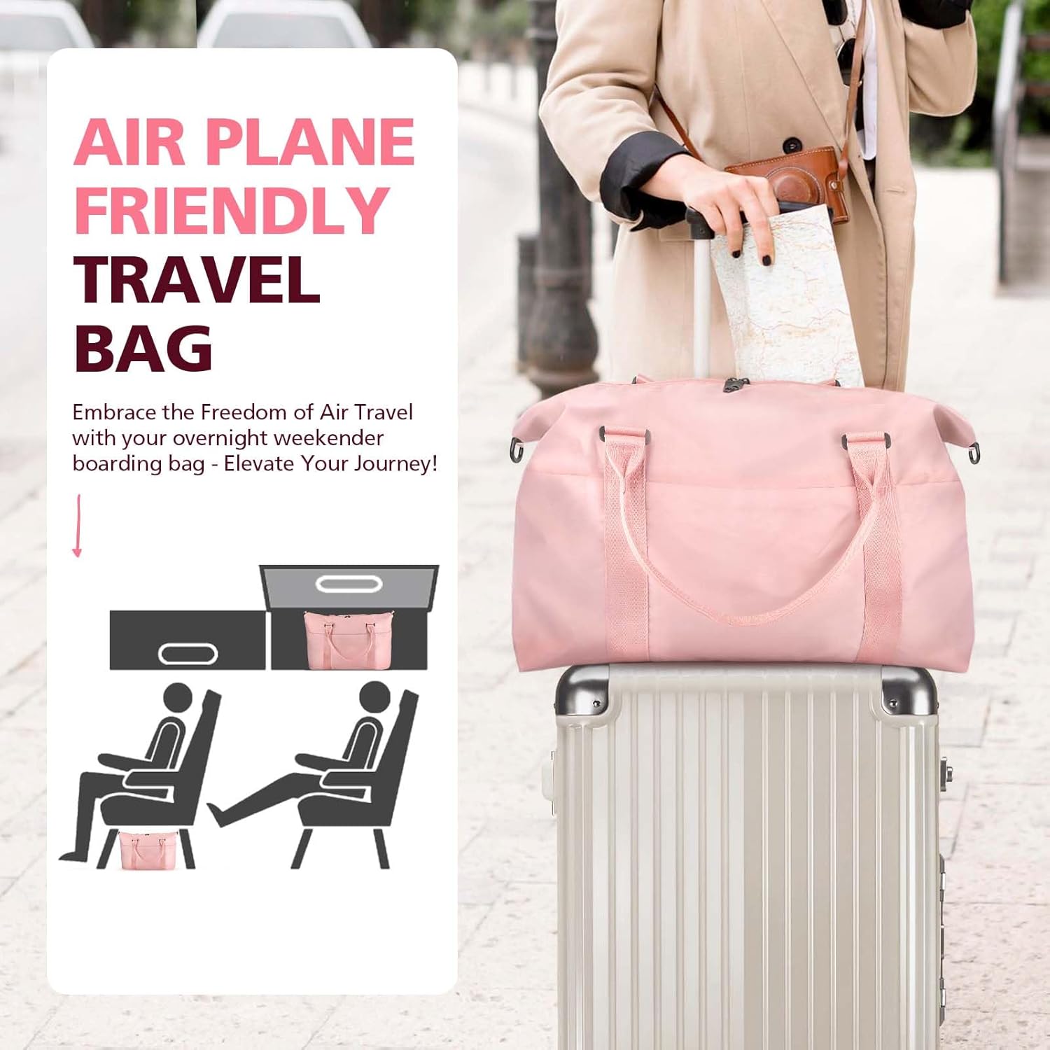 Travel Duffle Bag, Waterproof Weekender Bag Carry On Tote Bags for Women, Travel Essentials Sport Gym Bag for Men, Hospital Bag for Labor and Delivery, Overnight Bag Luggage Bag with Trolley Sleeve ? ? ? ? ? - Image 2