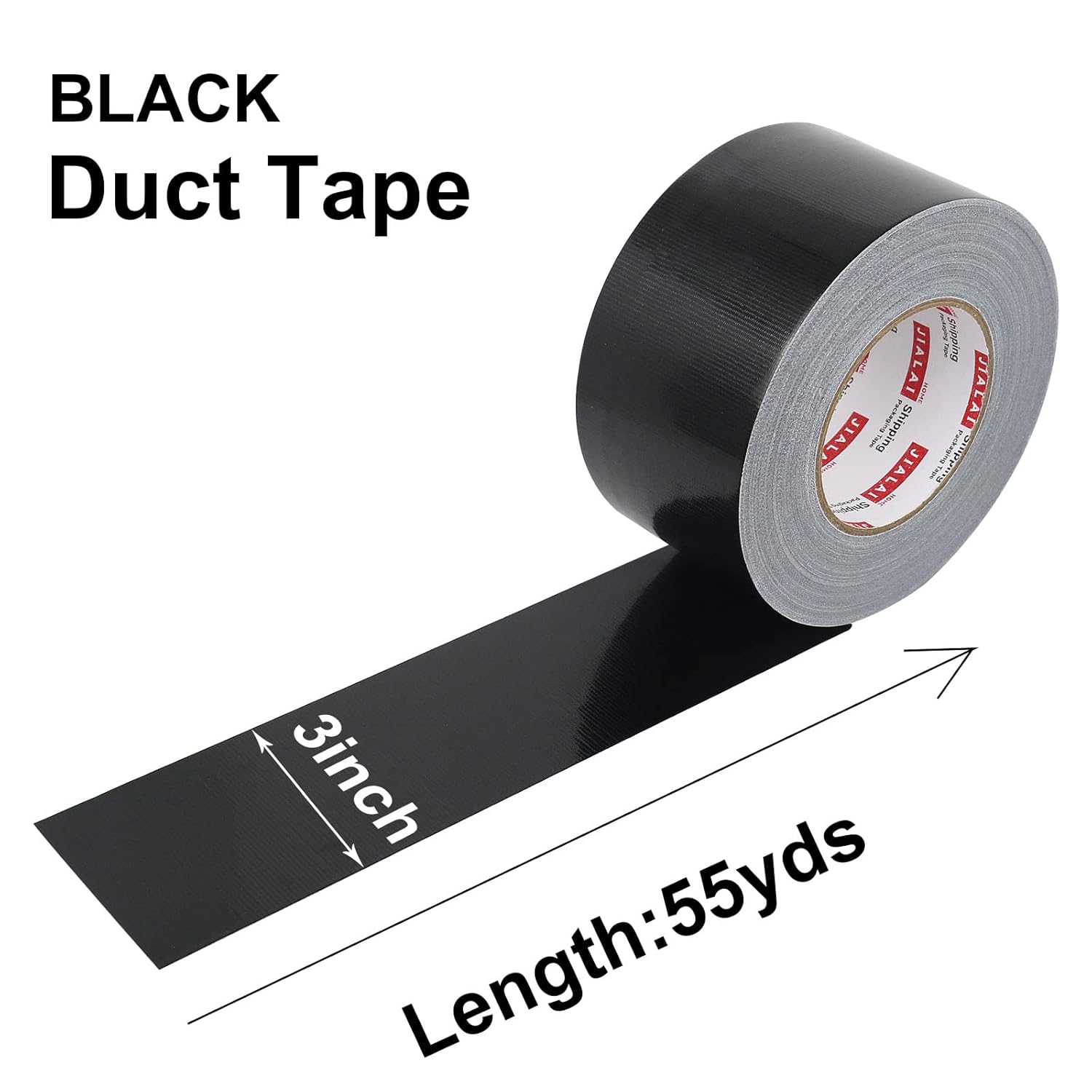 Black Duct Tape 3 Inch Wide, Industrial Grade 3 inches x 55 Yards (164 ft), 9 Mil Heavy-Duty, Waterproof, Strong, Flexible, No Residue, for Crafts & Home Improvement ? ? ? ? ? - Image 3