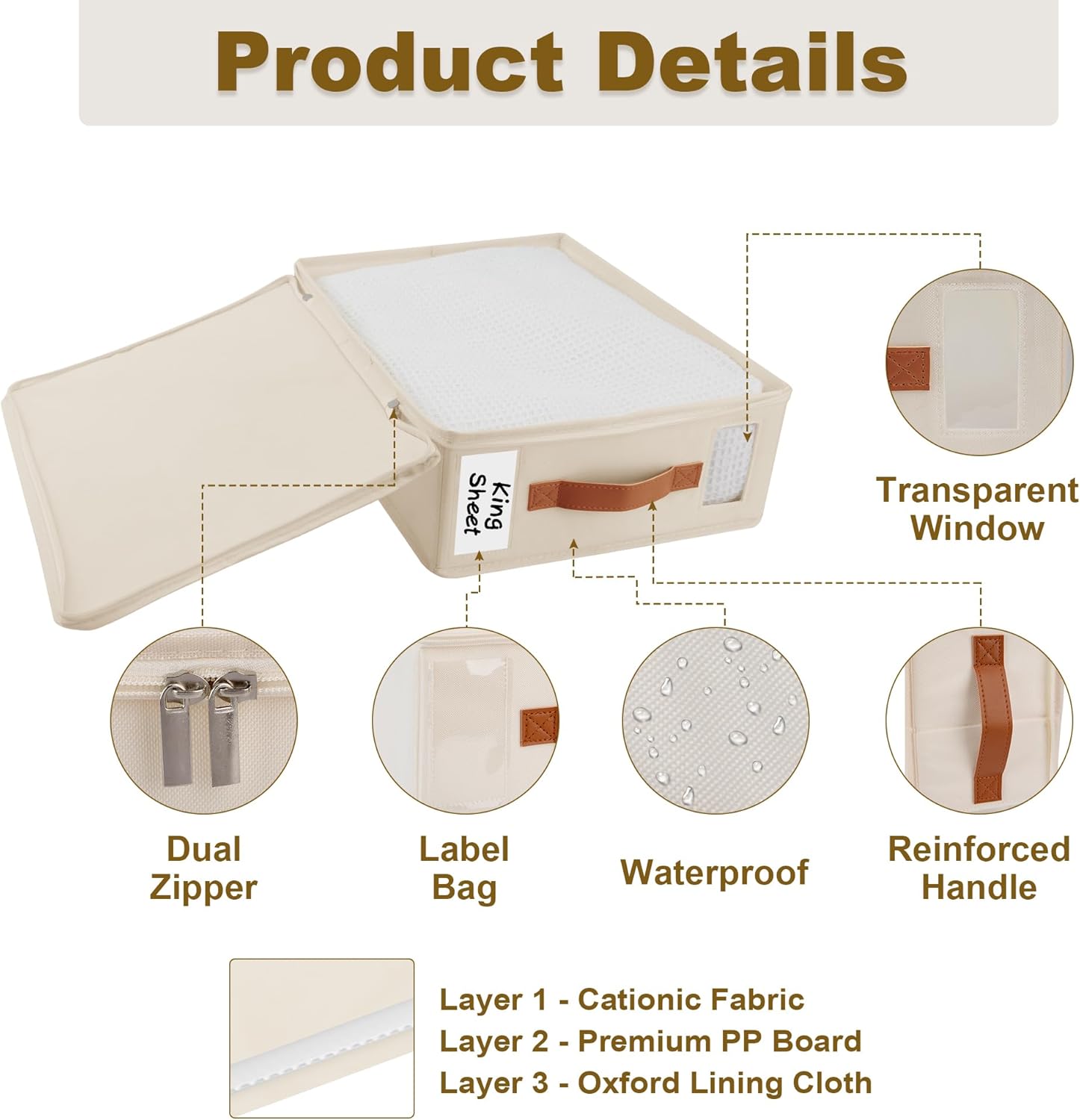 Bed Sheet Organizer 4 Pack - No Insects Entry Sheet Organizers and Storage with Zipper, Label, Handle, Window, Linen Closet Organizers and Storage for Sheet Set, Clothing, Duvet Covers, Blanket ? ? ? ? ? - Image 4