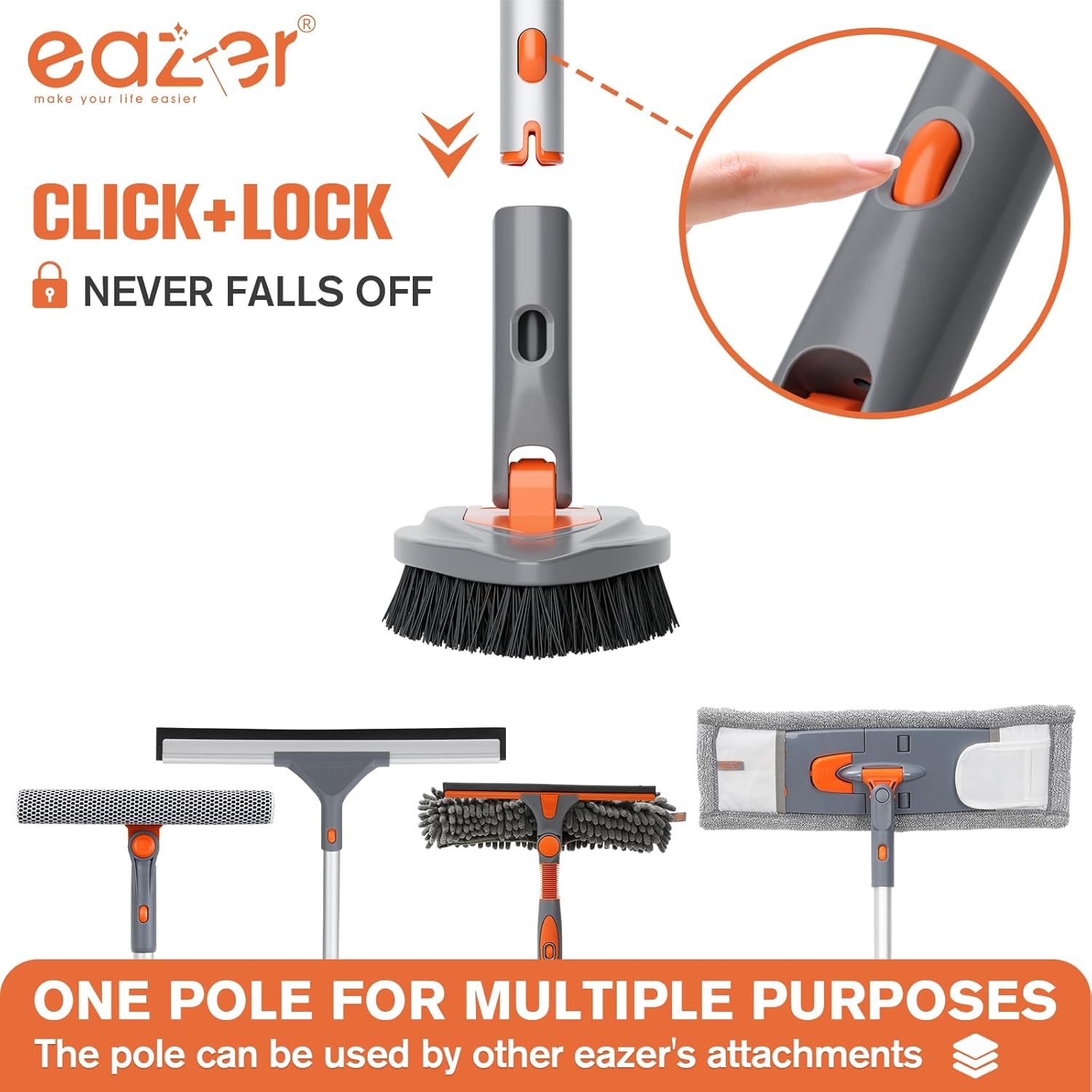 eazer 4-in-1 Long-Handled Tub Scrubber-Versatile Bathroom Cleaning Brush with Shower Scrubber-Ideal Shower Cleaner Brush for Efficient Cleaning-Long Handle Scrub Brush for Shower, Tub, and Bathroom ? ? ? ? ? - Image 6