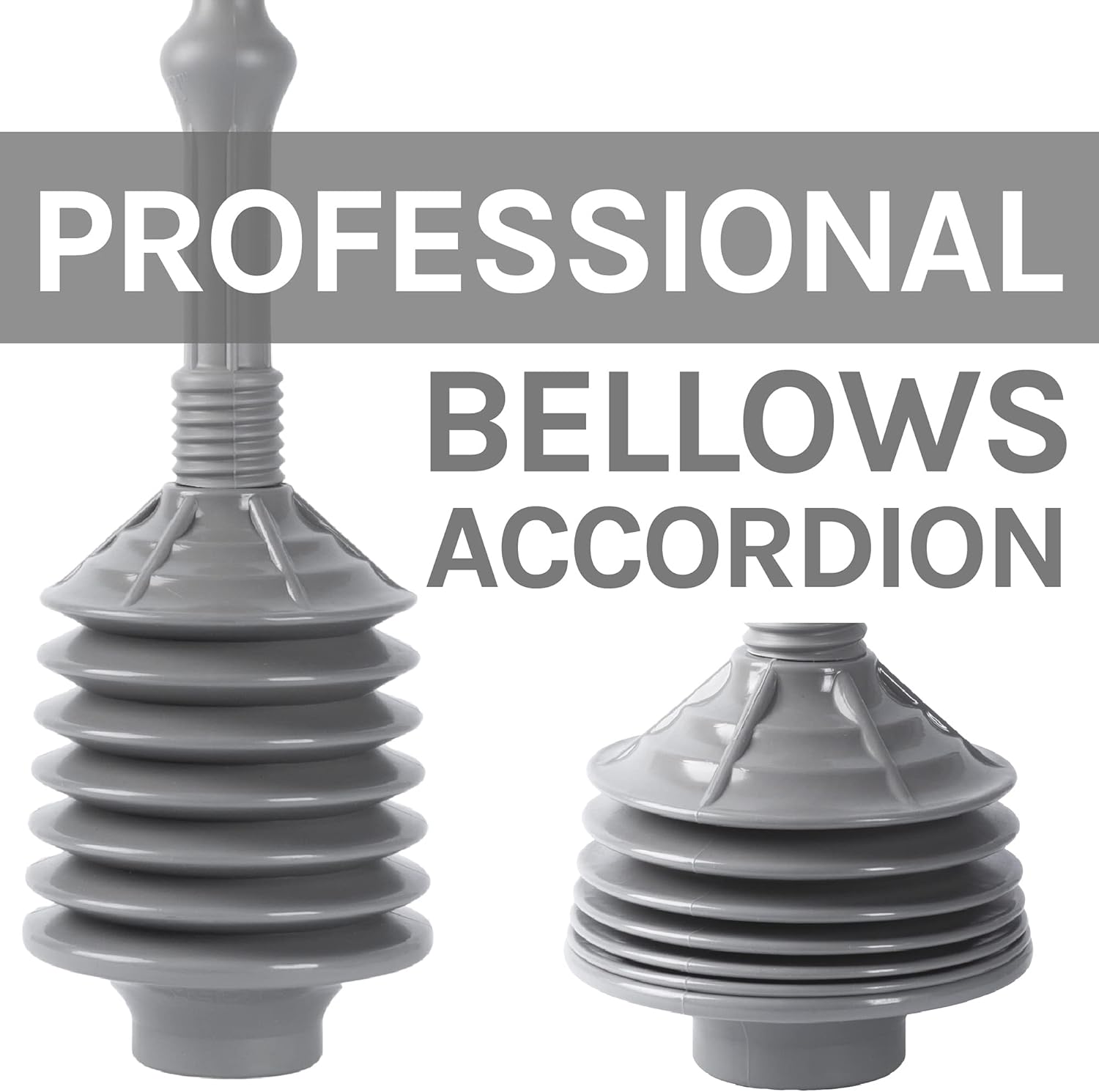 JS Jackson Supplies Grey Bellows Accordion Toilet Plunger with Black Storage Tray ? ? ? ? ? - Image 5