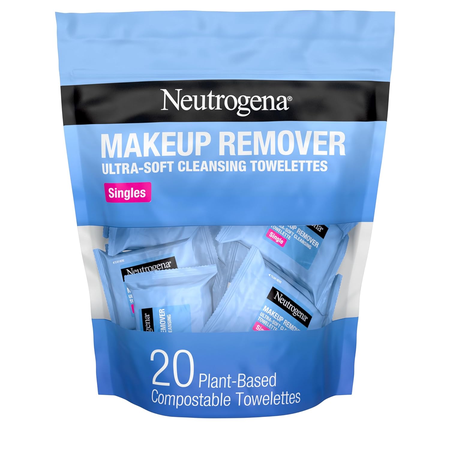 Neutrogena Makeup Remover Wipes, Gentle on the Eye Area, Individually Wrapped Daily Face Wipes for Waterproof Makeup, Travel & On-the-Go Singles, 20 Count ? ? ? ? ?