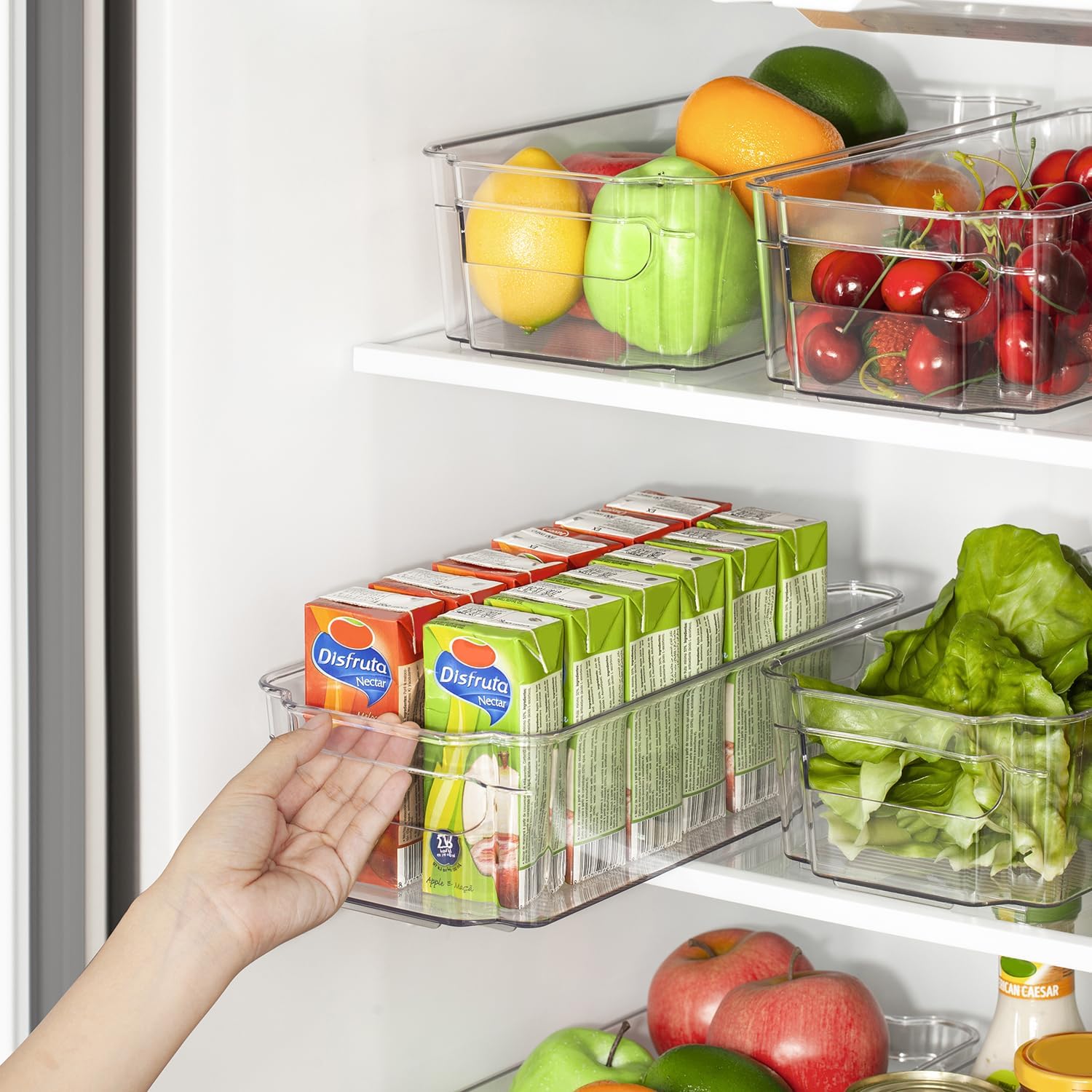 HOOJO Refrigerator Organizers and Storage - 8pcs Clear Plastic Bins For Fridge, Freezer, Kitchen Cabinet, Pantry Organization, BPA Free Fridge Organizer, 12.5 - Image 5