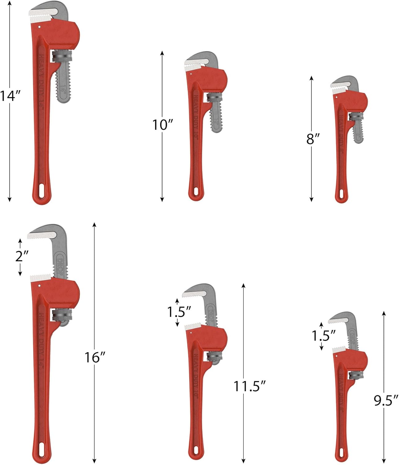 Stalwart - 75-HT3012 Plumbers Pipe Wrench, 3 Piece 14-Inch, 10-Inch, 8-Inch Set ? Home Improvement Hand Wrenches with Adjustable Jaws and Storage Pouch by ? ? ? ? ? - Image 2