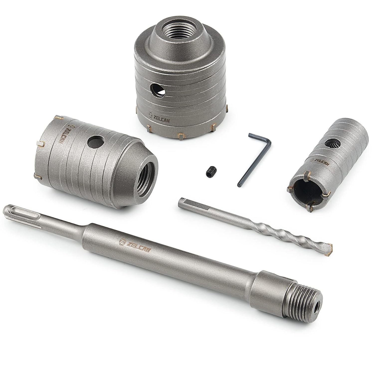 ZELCAN Hole Saw Kit, 4pc Drill Hole Cutter Set with 30 50 65mm Hole Drill Bits for SDS Plus Hammer Drills, Circle Drill Bits Hole Saw Set for Concrete Brick Cement Stone Wall Drilling Home Improvement ? ? ? ? ?