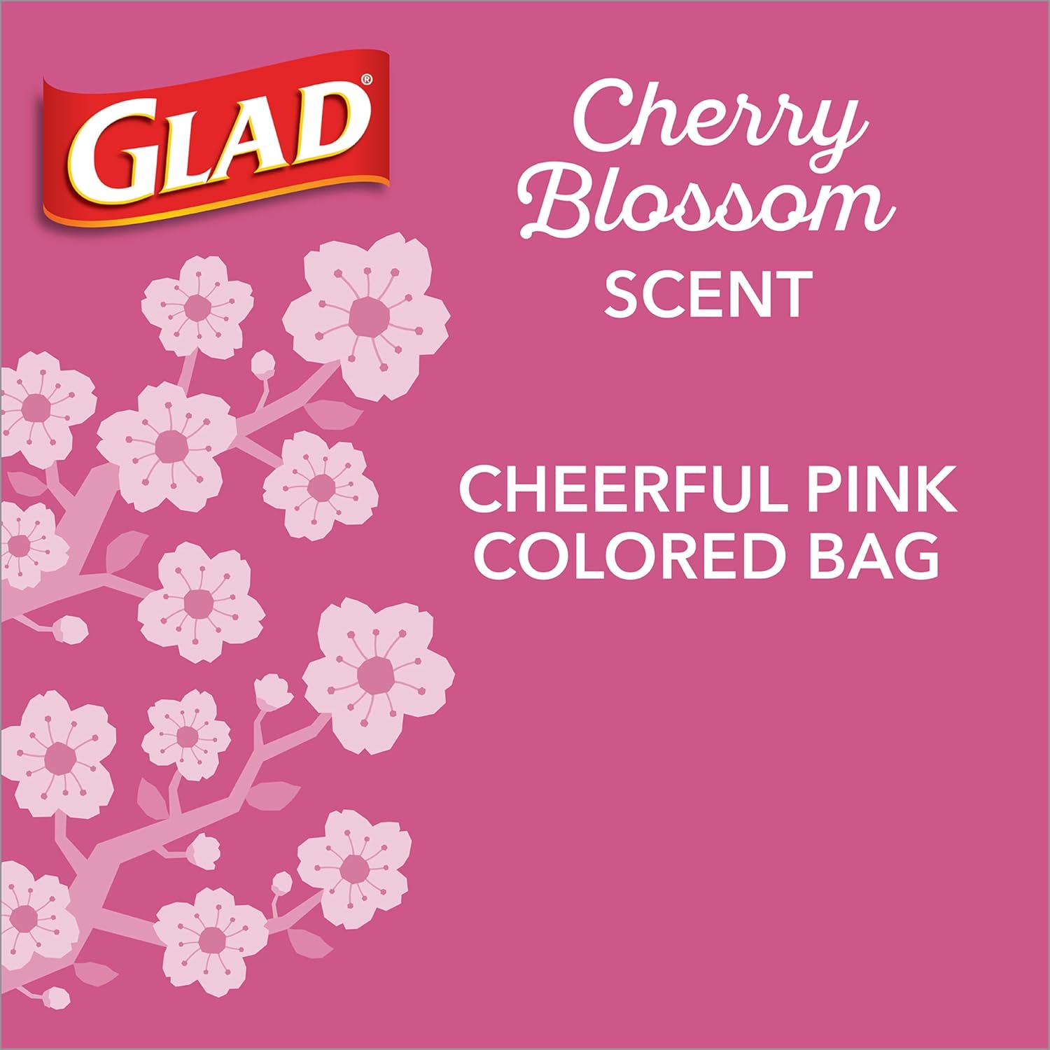 Glad Odorshield Small Drawstring Trash Bags, 4 Gal, Pink, Cherry Blossom, 34 Ct, Pack May Vary ? ? ? ? ? - Image 4