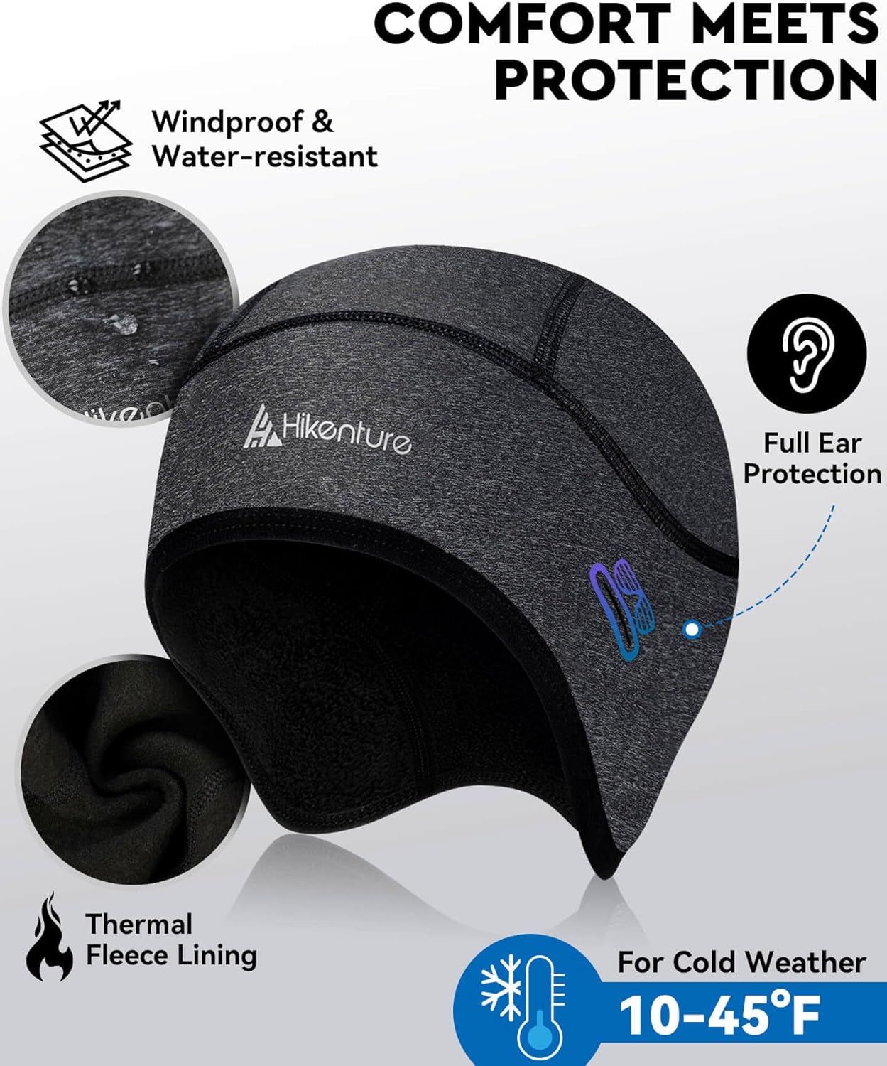 Hikenture Skull Cap Helmet Liner with Glasses Holes, Winter Thermal Cycling Cap for Men & Women, Cycling Hat Beanie ? ? ? ? ? - Image 3