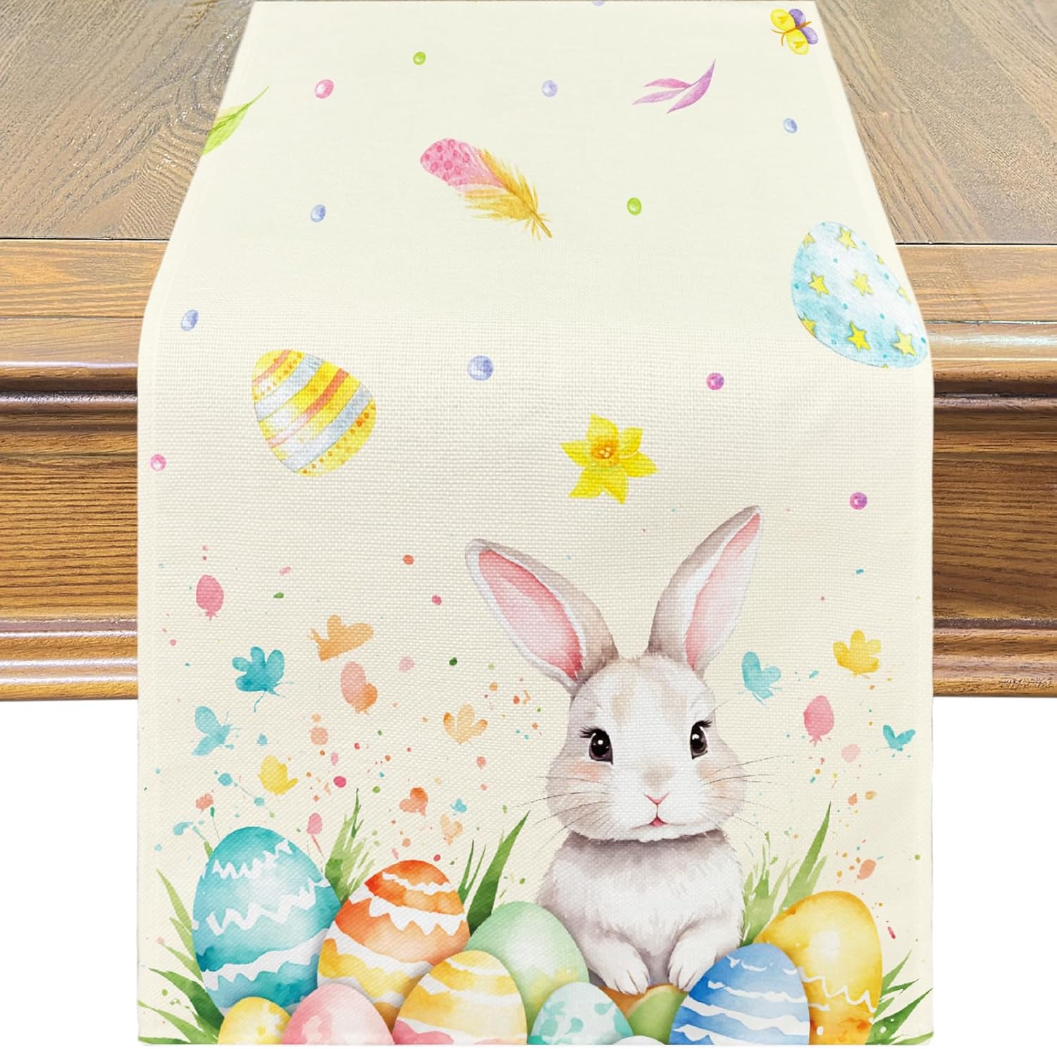 Patio Choice Easter Bunny Eggs Table Runner 72 Inches Long for Dining Table,Spring Seasonal Kitchen Table Decorations for Indoor Outdoor Home Party Decor ? ? ? ? ?