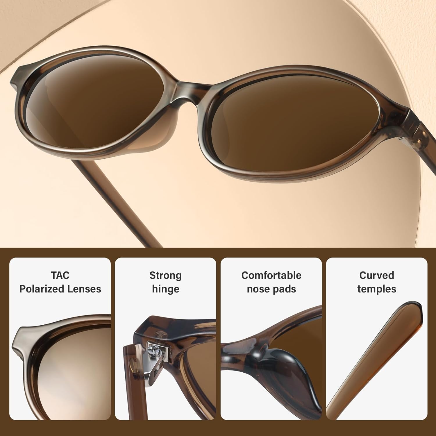KUGUAOK Retro Oval Sunglasses for Women 90s Design Small Cat Eye Sun Glasses UV Protection Y2k Trendy Narrow Shades ? - Image 5