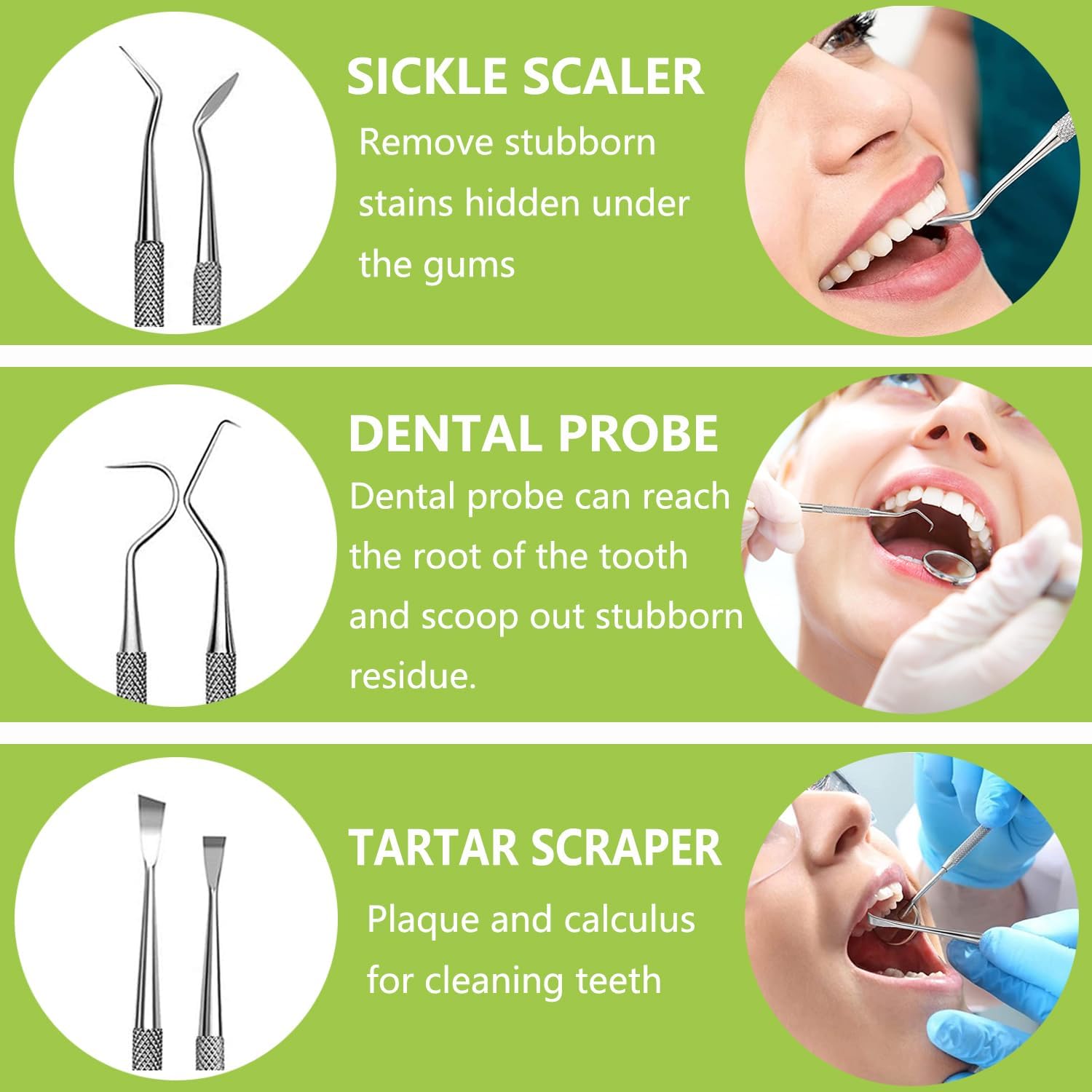Dental Tools, Professional Teeth Cleaning Oral Care Hygiene Kit, Stainless Steel Dental Pick Tooth Scraper Tartar Plaque Remover for Dentist, Personal, Pet Use with Storage Box ? ? ? ? ? - Image 3