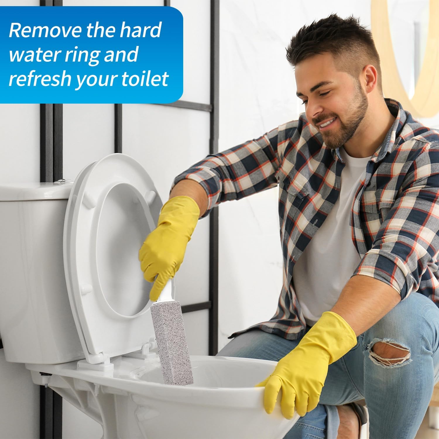 4TH Pumice Stone for Toilet Bowl Cleaning,Scouring Stick with Handle,Powerfully Away Limescale Stain,Hard Water Ring, Calcium Buildup,Iron,Rust.Remover for Tile Bath-tub - 2 Pack - Image 6