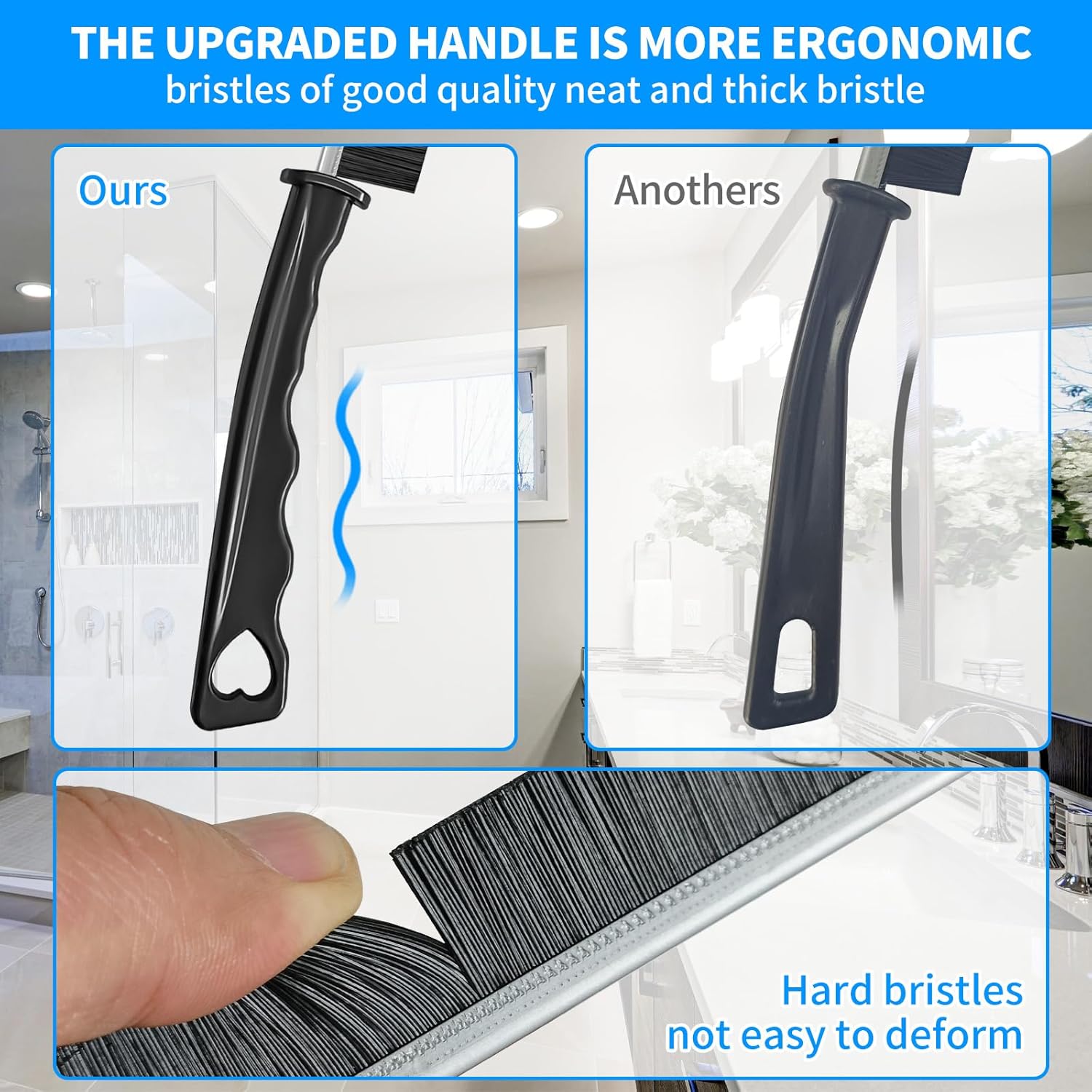 4TH Multi-Purpose Hard Bristle Crevice Cleaning Brush -Deep Reach Gap Cleaning Tool for Household Use -Versatile, Durable, Thin Brush to Clean Tight Spaces -4 Pcs, Black - Image 6