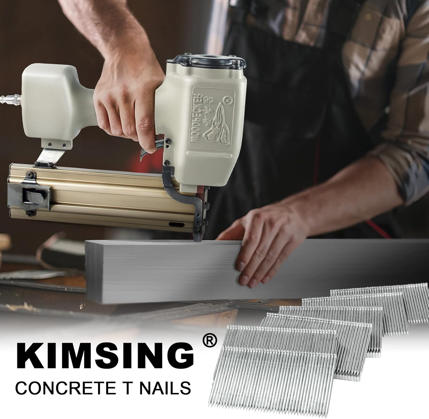 KIMSING 14 Gauge 1-1/2'' Length Concrete Nails Concrete T-Nails for Concrete Nailers Smooth Shank 800 PCS/BOX - Image 3