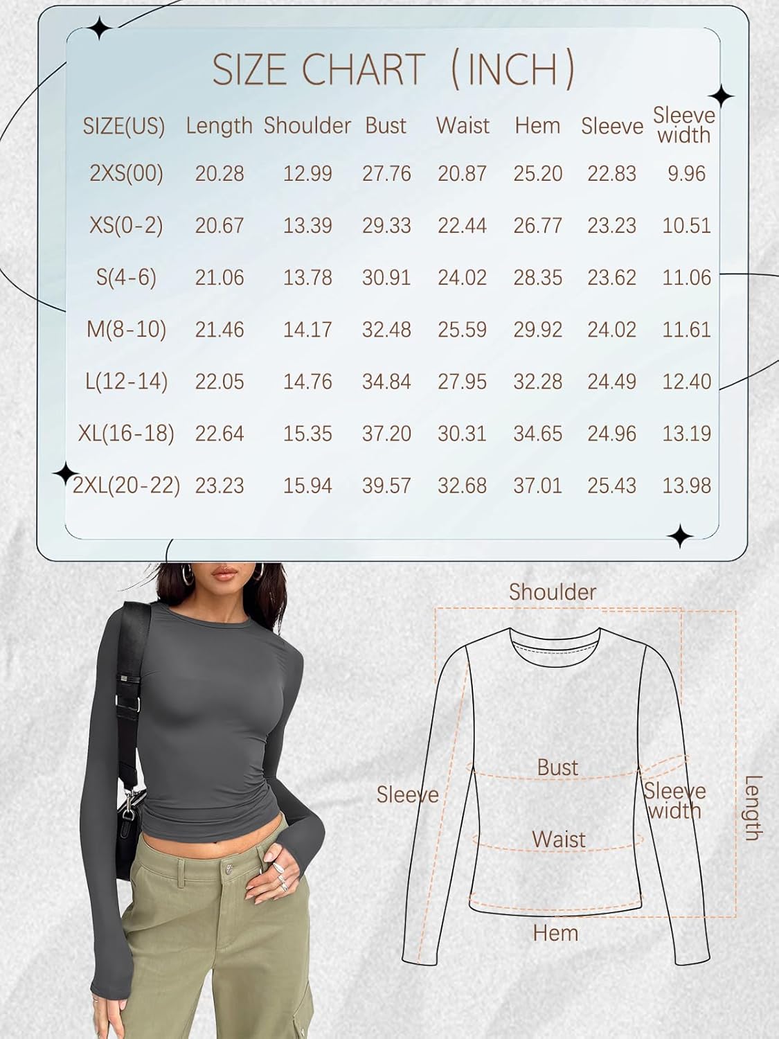 Trendy Queen Womens Long Sleeve Shirts Basic Crop Tops Tight Slim Fit Cute Teen Girls Fall Winter Y2k Clothes ? ? ? ? ? - Image 6